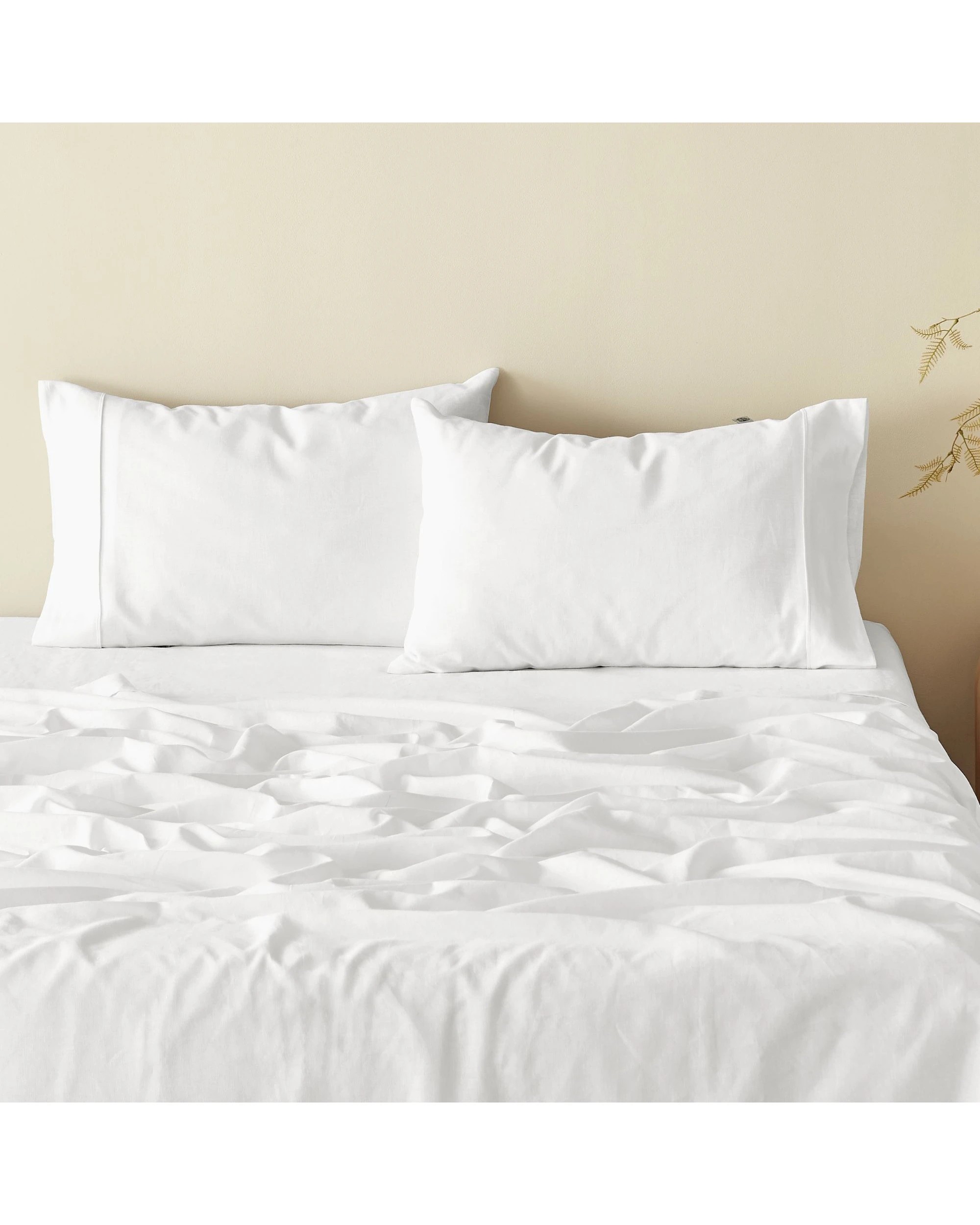 1 Natural Home 100% European Flax Linen Standard Pillowcase Twin Pack - White, 1 of 5