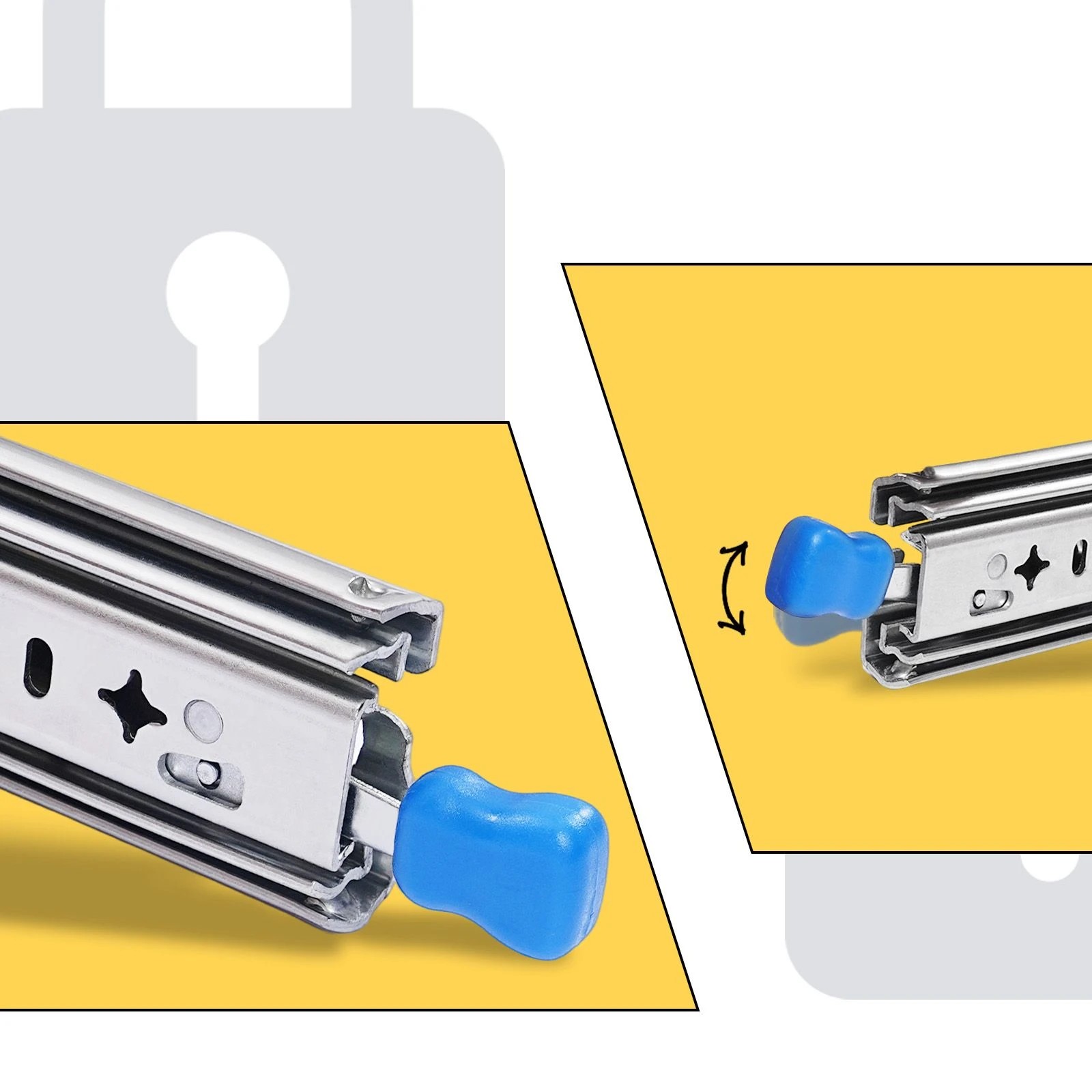 4 Ausway Heavy Duty Locking Drawer Runners 120kg Ball Bearing Slides Full Extension, 4 of 10