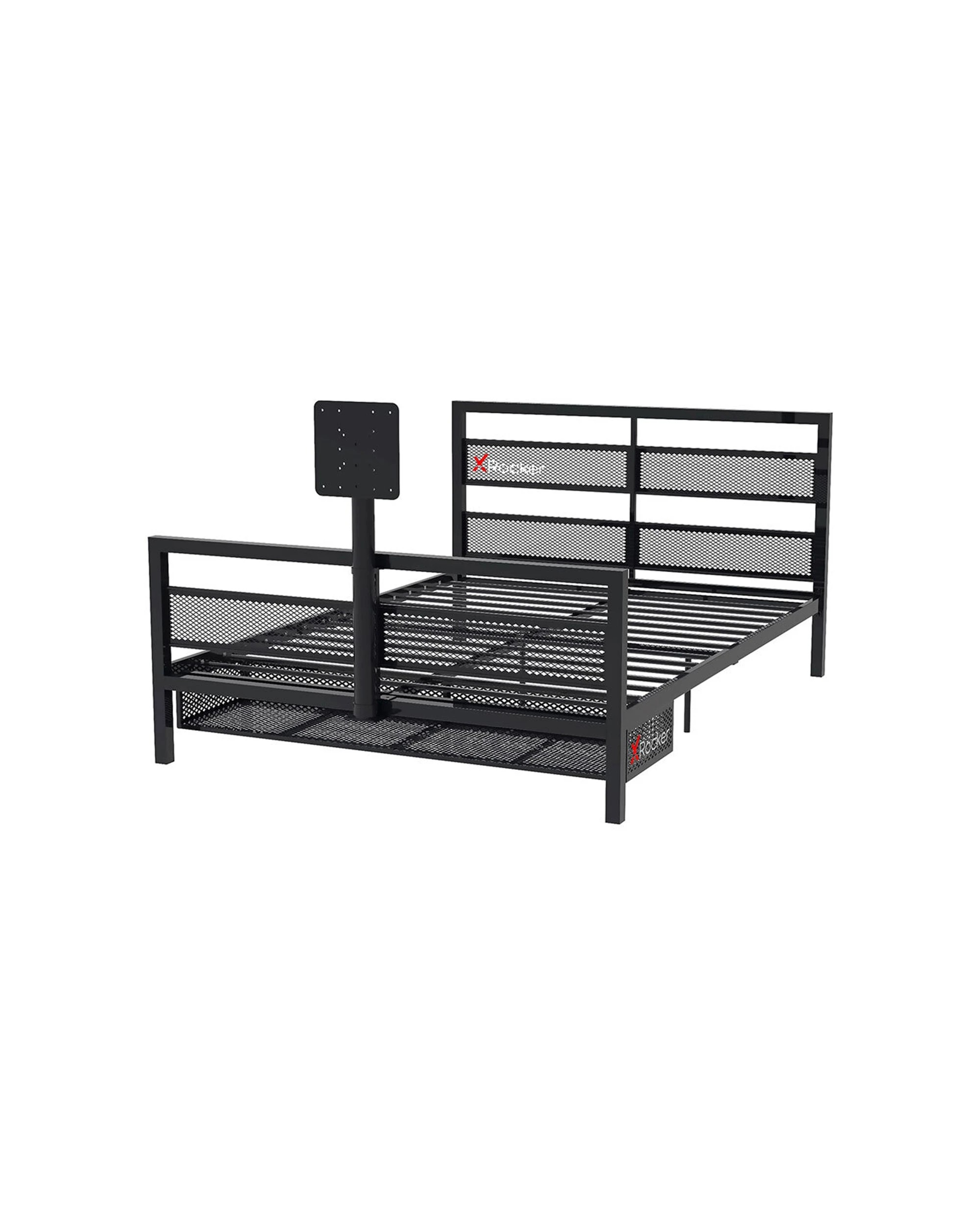 1 X Rocker Basecamp Gaming Double Bed Frame W/adjustable Twist Vesa Tv Mount Black
 - Black, 1 of 3