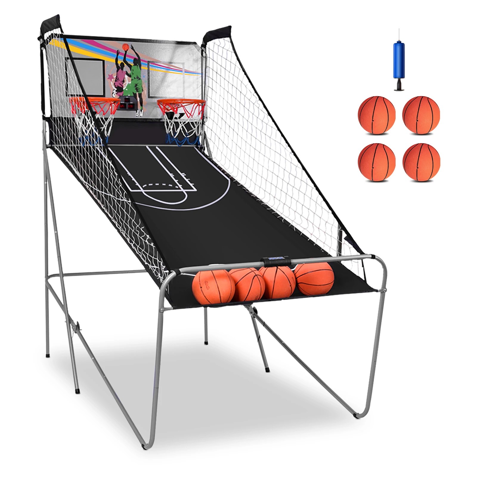 1 Costway Arcade Basketball Game 2-Player Basketball System Electronic Scoring Sports Indoor Exercise - Grey, 1 of 1