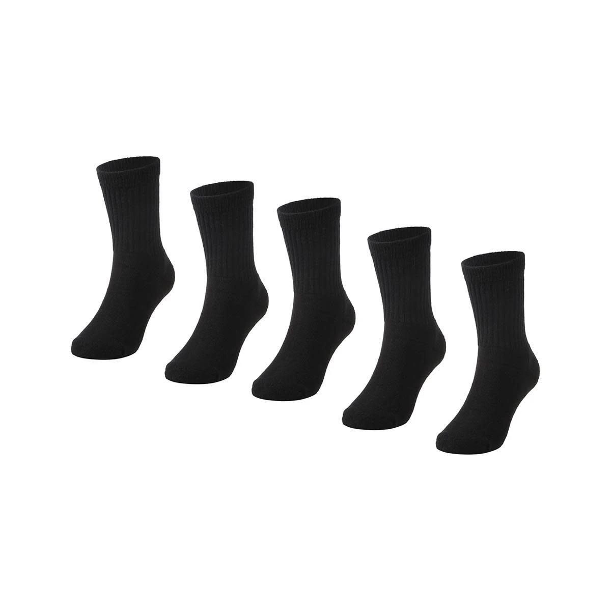 1 5 Pack Active Kids Crew Socks Black, 1 of 2