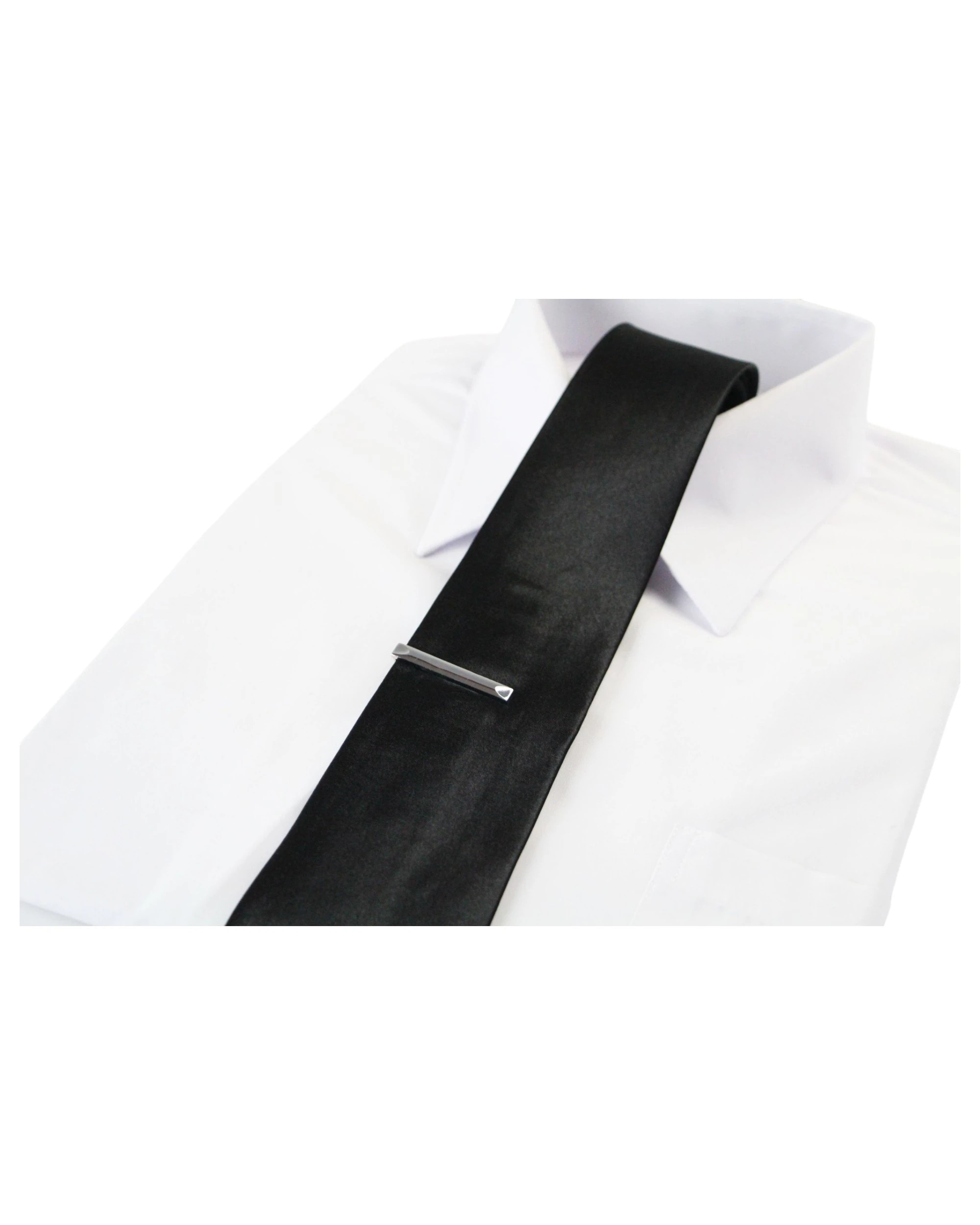 2 Zasel Mens Two Dent Pattern Tie Clip Clasp - Silver - Silver, 2 of 3