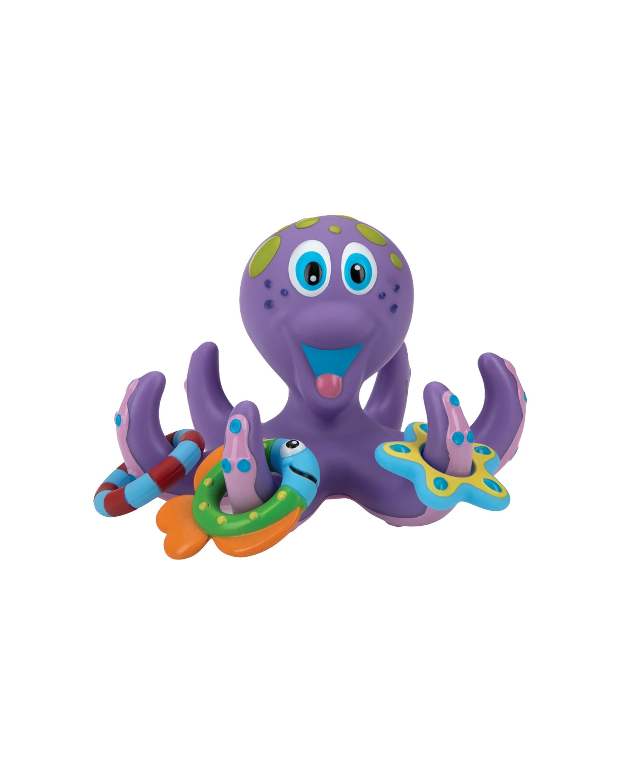 2 Nuby Octopus Hoopla Bathtime Toy Floating With 3 Toss Rings - Purple, 2 of 2