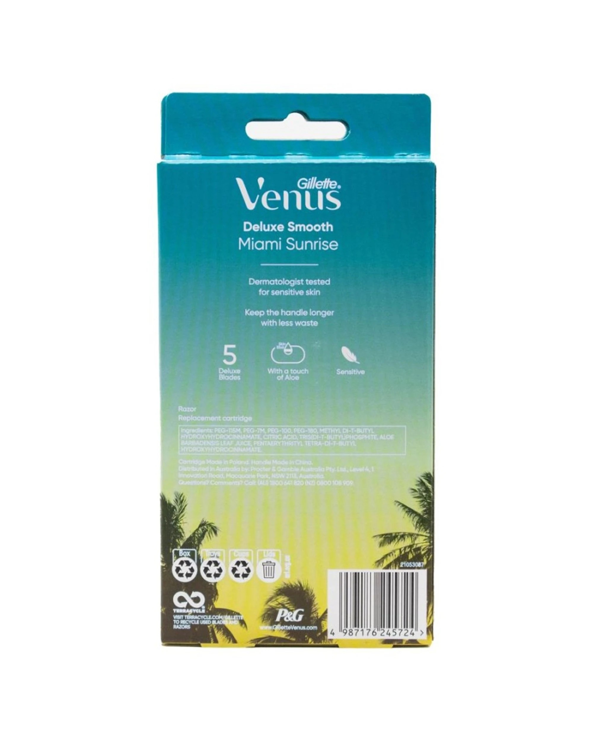 3 Gillette 4x 3pc Venus Deluxe Smooth Miami Sunrise Razor With 1 Handle And 2 Blades - Multi, 3 of 3