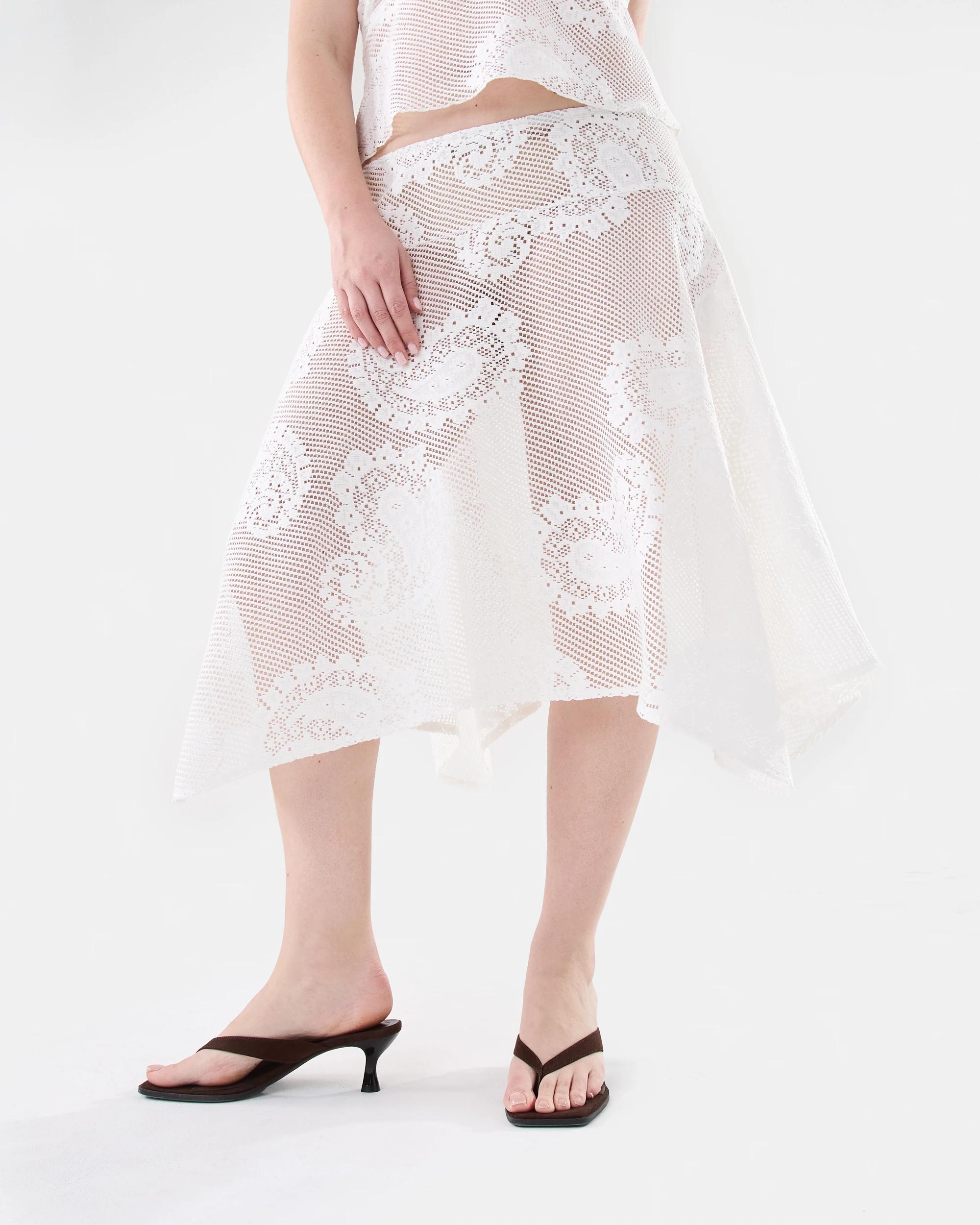 3 Jacquard Lace Skirt White, 3 of 10