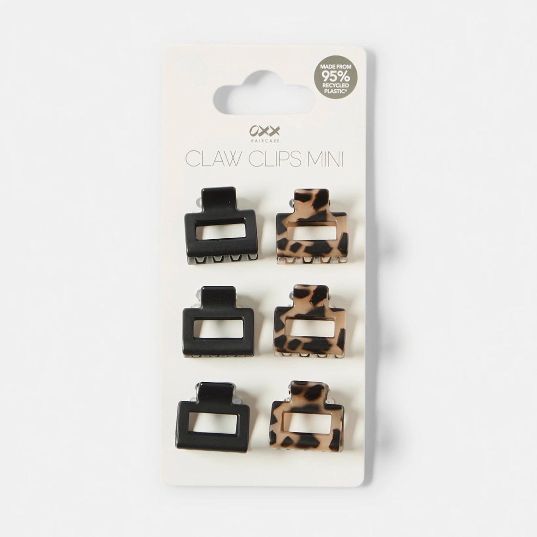 4 OXX Haircare 6 Pack Black and Tort Mini Rectangular Claw Hair Clips, 4 of 4