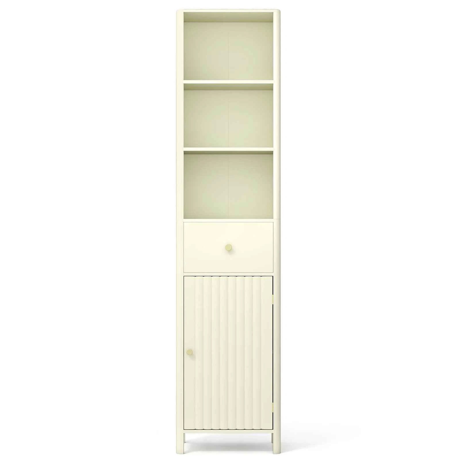 1 Costway 1.7M Bathroom Storage Cabinet Narrow Cupboard Organizer w/Fluted Door, 1 of 5