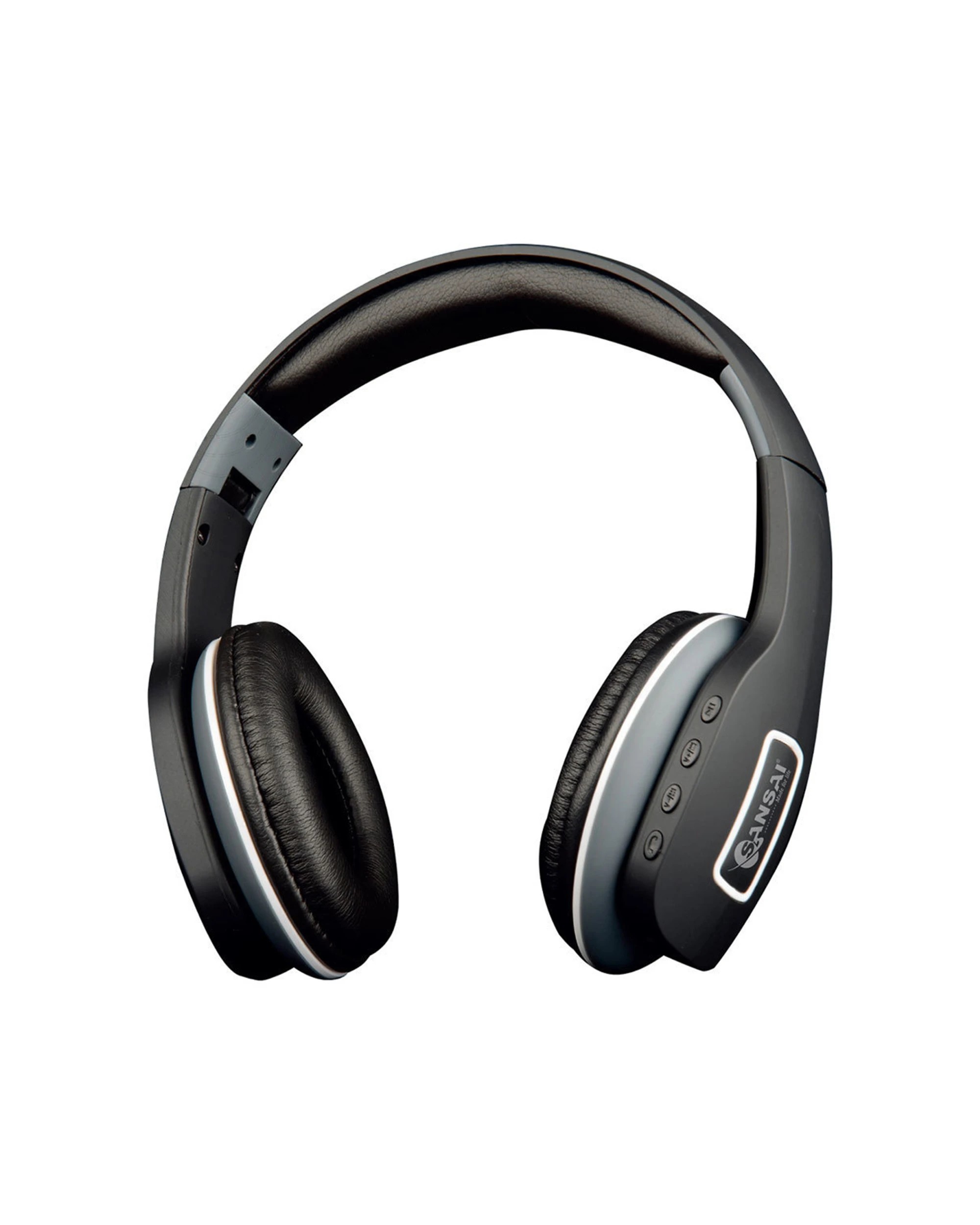 1 Sansai Bluetooth Stereo Headphones Foldable Adjustable Wireless with Controls - Black, 1 of 3