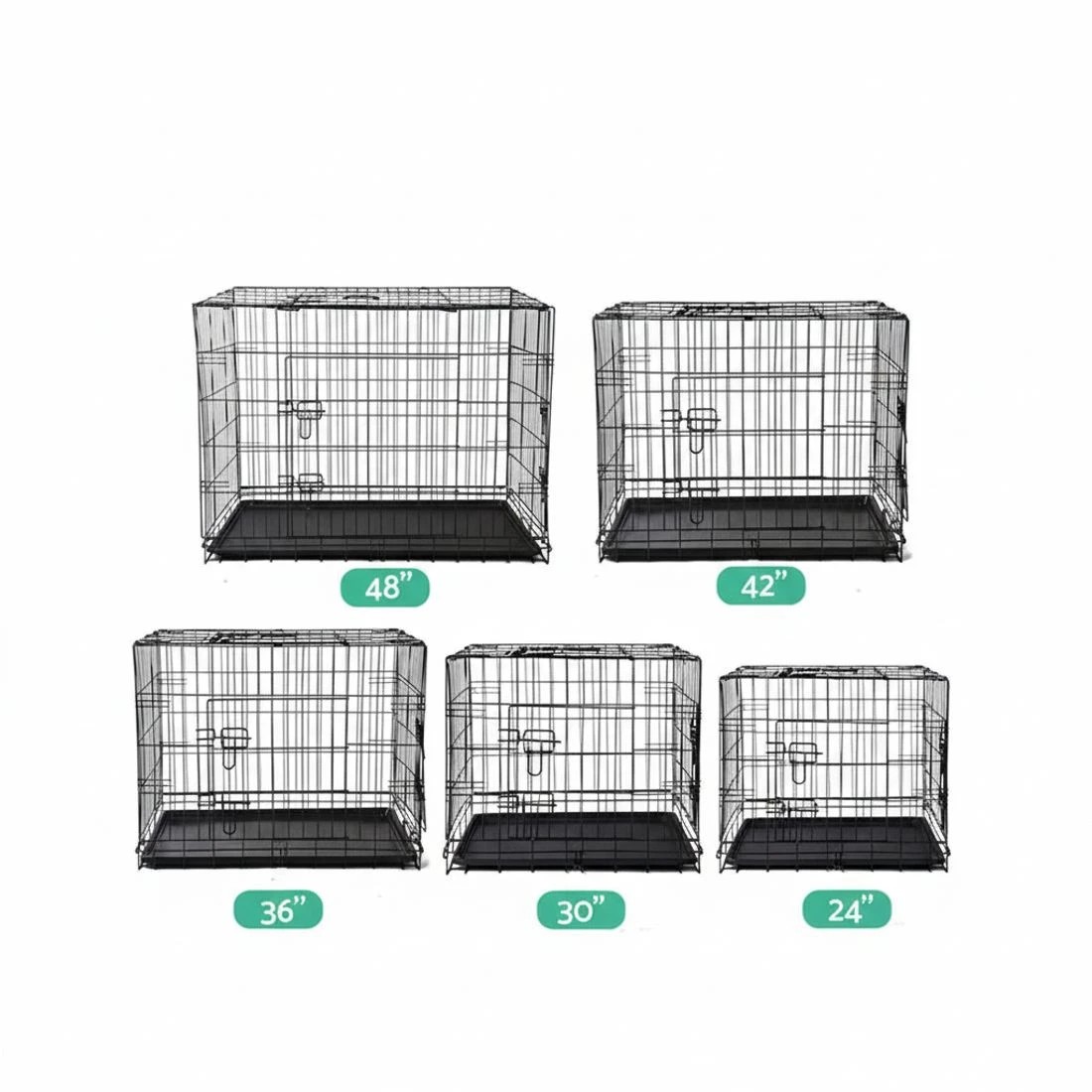 7 i.Pet 42" Dog Cage Crate Large Kennel 3 Doors - Black, 7 of 8