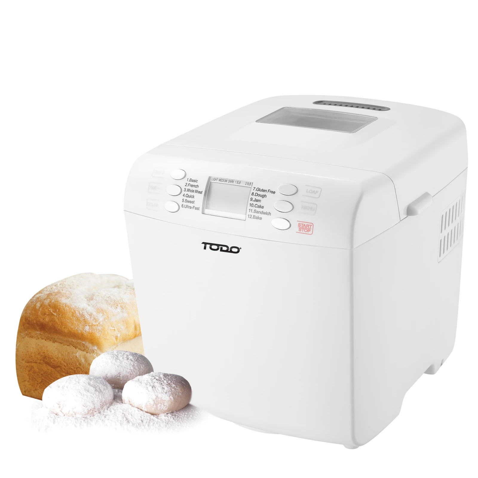 2 TODO Bread Maker 12 Programs Menu 550W Power Keep Warm Function White, 2 of 5