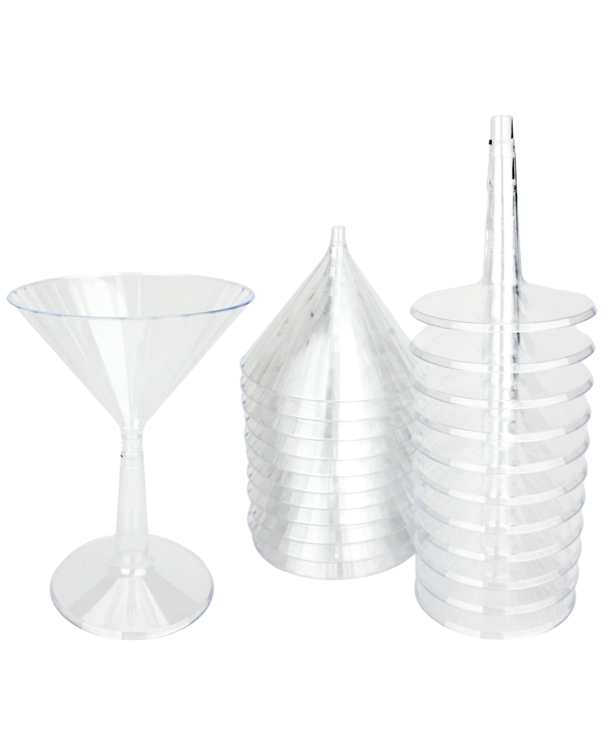 1 Alpen Clear Plastic Ribbed Reusable Martini Glasses 175ml Pack of 12, 1 of 3