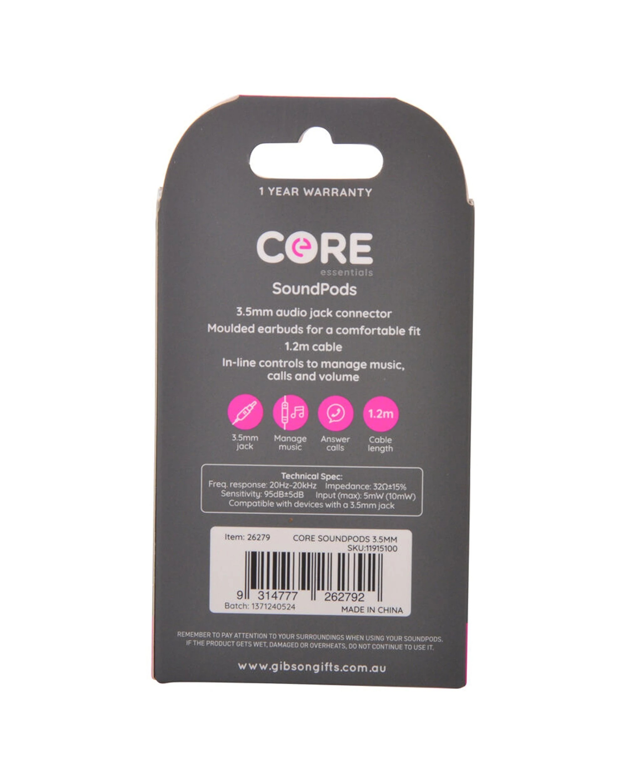 2 CORE Earphones In-Ear Wired With Microphone 3.5mm Inline Controls 1.2m
 - white, 2 of 3