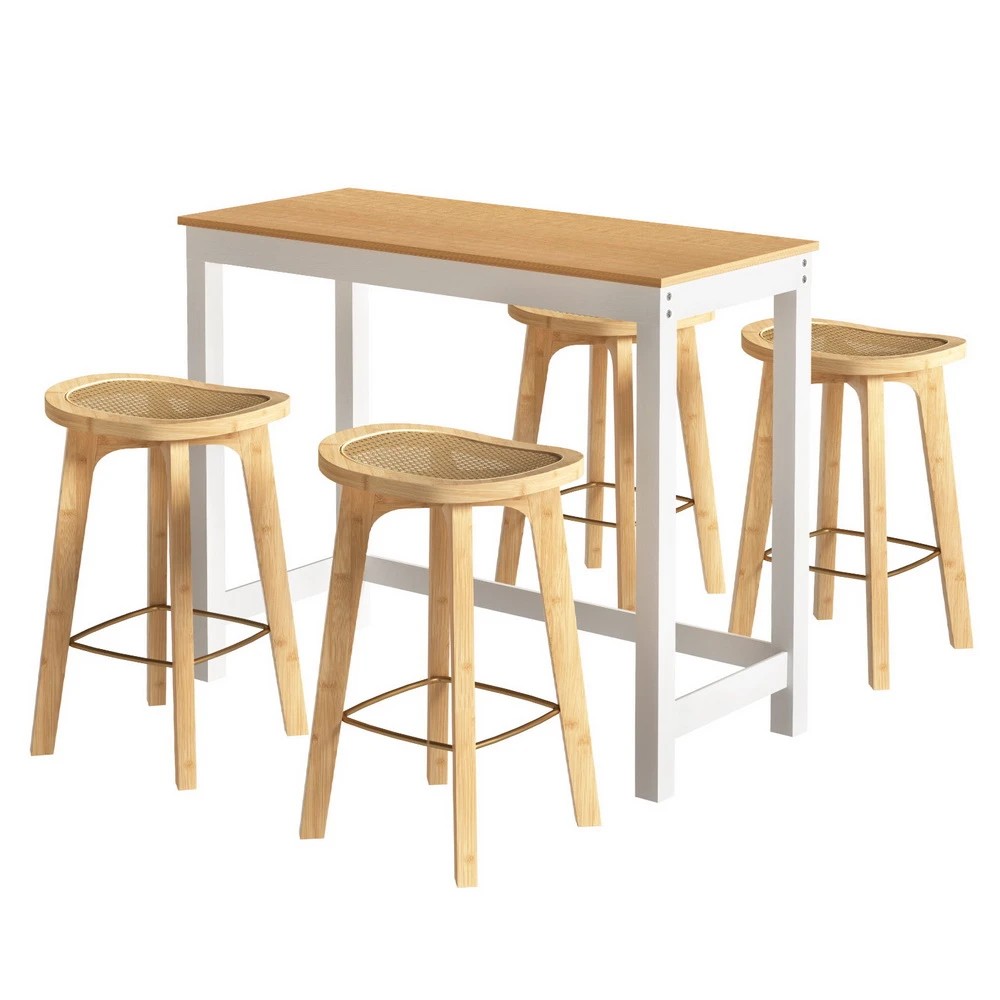 1 Artiss Bar Table and Stools Set Dining Desk Kitchen Chairs Cafe - Multi, 1 of 8