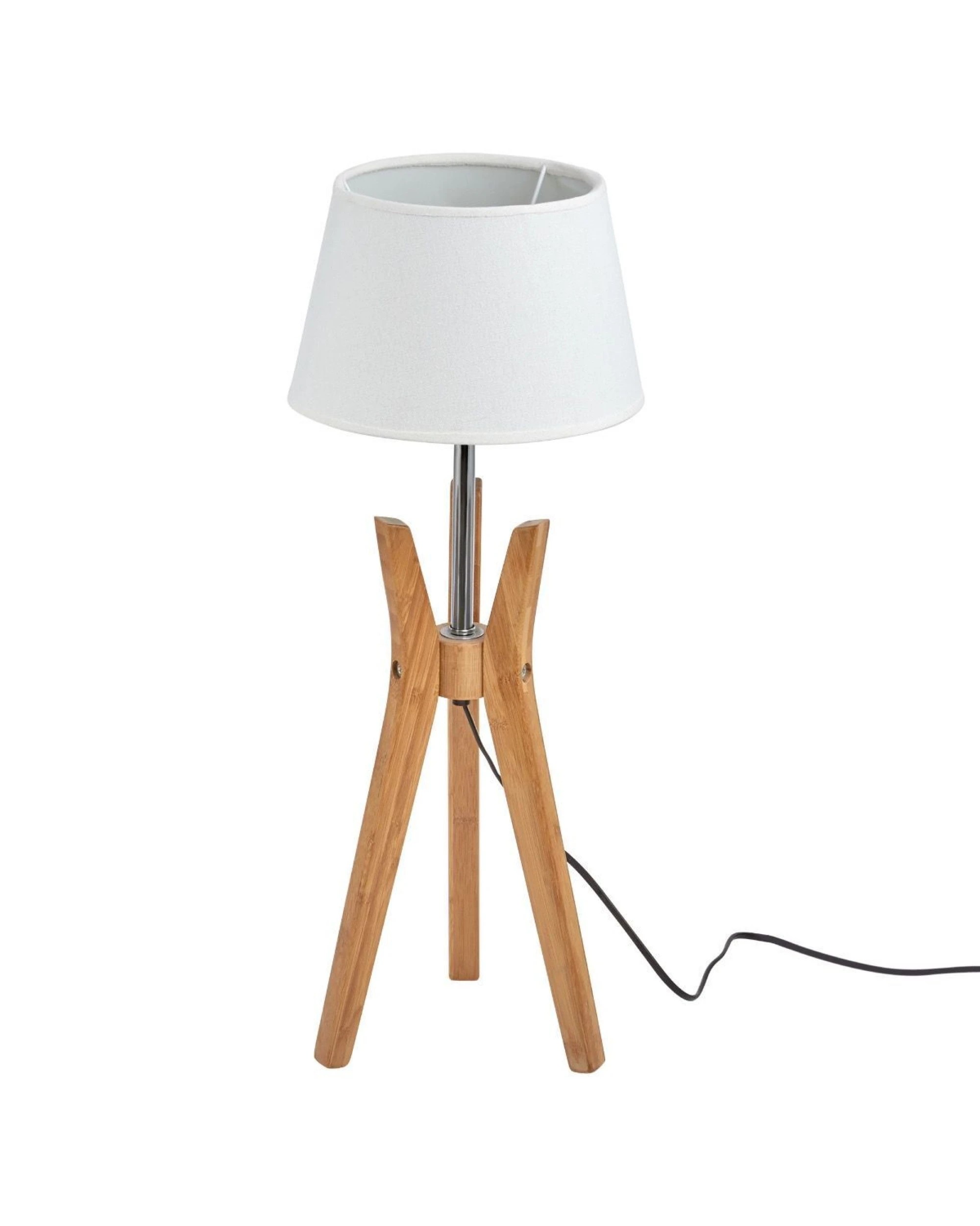 5 Br Home Bamboo Tripod Table Lamp Desk Modern Rustic Geo Light W Linen Shade, 5 of 7