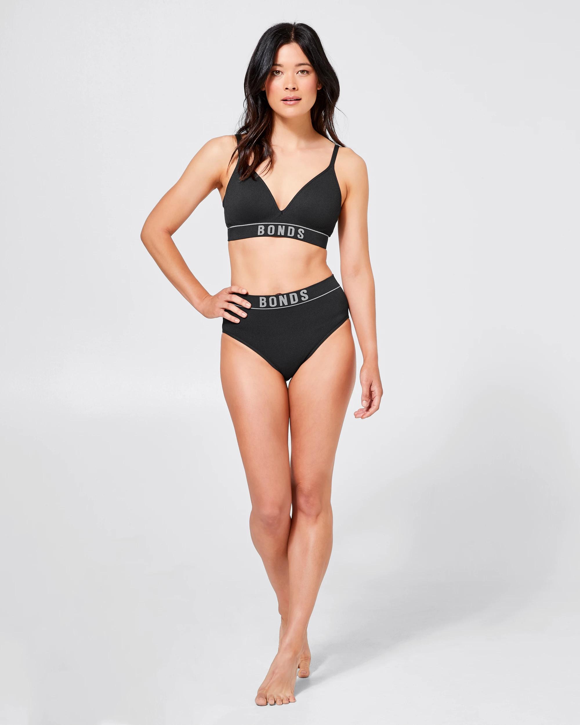 5 Womens Retro Rib T-Shirt Crop Bra - Bonds BLACK, 5 of 8