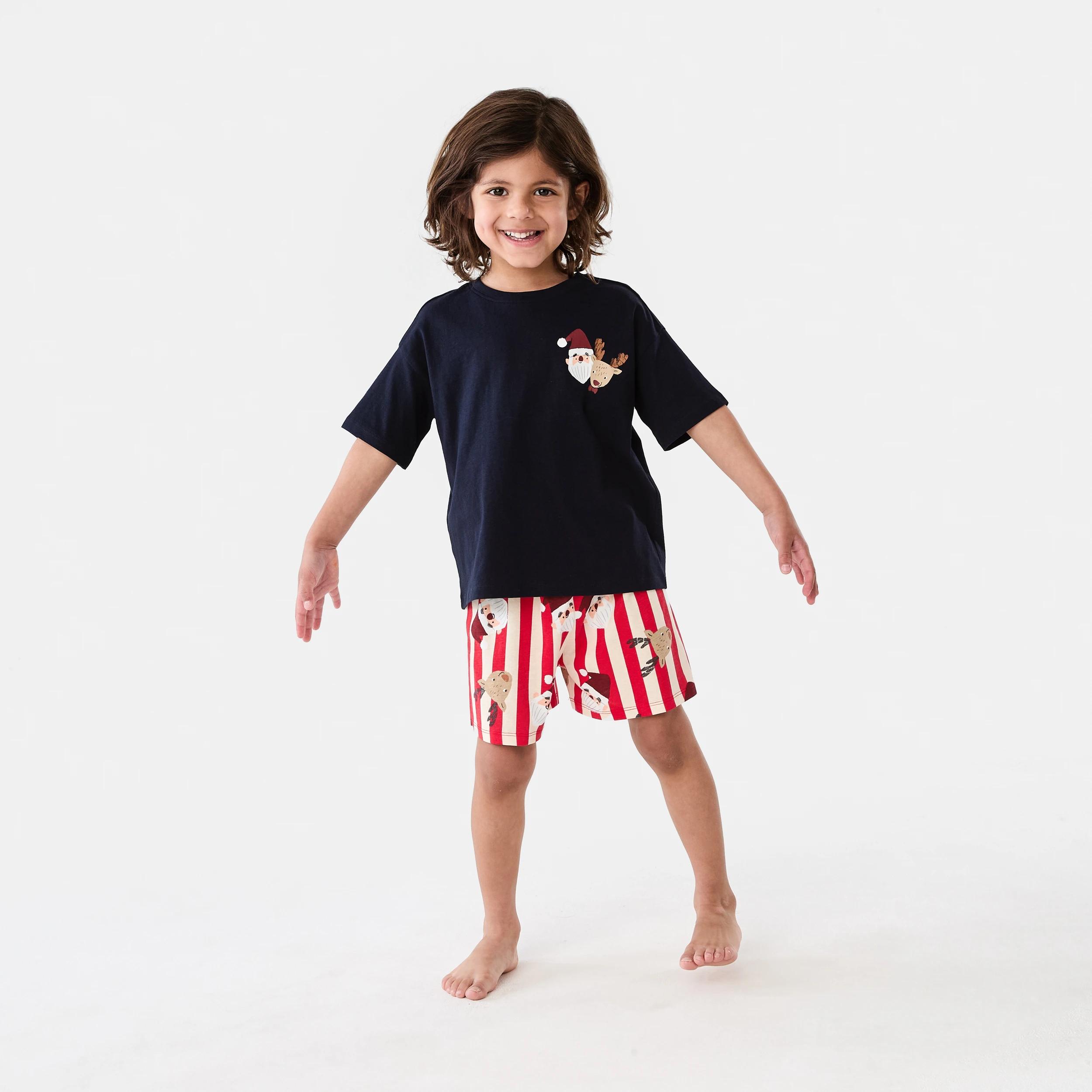 6 Christmas Knit Pyjama Set NAVY SANTA AND REINDEER, 6 of 9