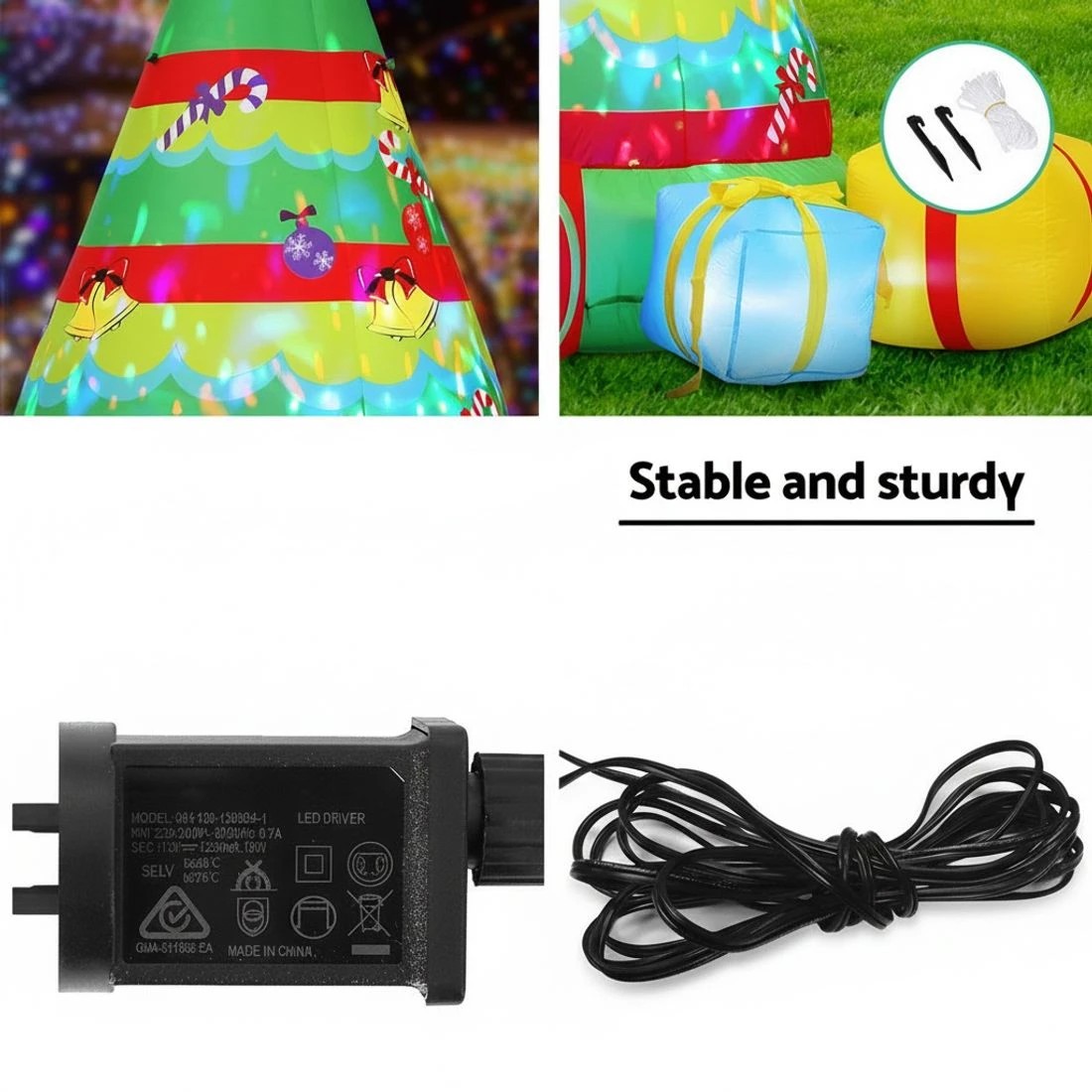 7 Jingle Jollys Christmas Inflatable Gift Tree 2.2M Height Flashing Light Decorations Illuminated - Multi, 7 of 7