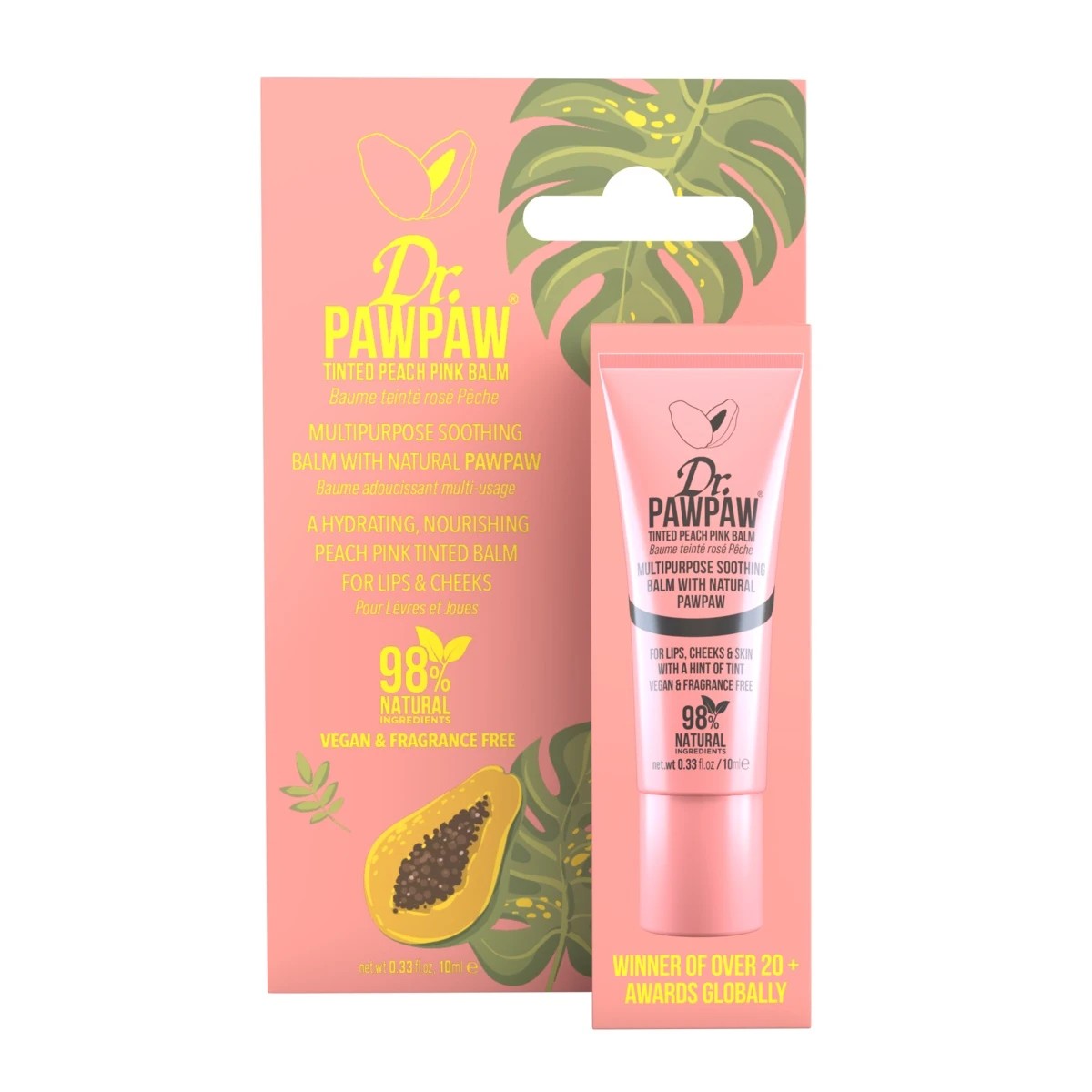1 Dr. PAWPAW Tinted Peach Pink Balm 10ml - Natural Pawpaw