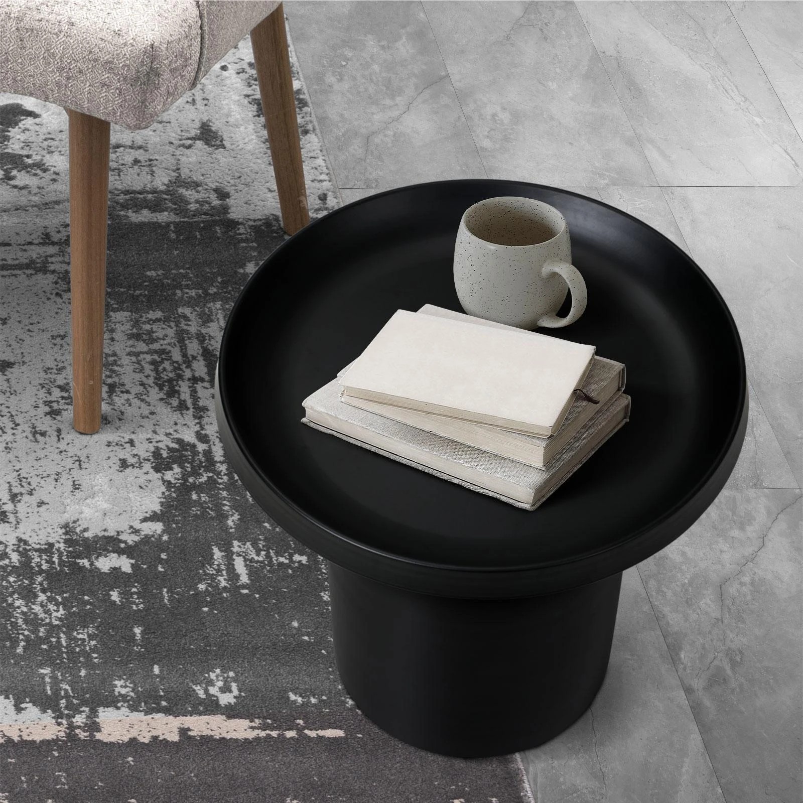 4 Oikiture Coffee Side Table Round Bedside Sofa Tea End Tables Steel Metal
 - Black, 4 of 10