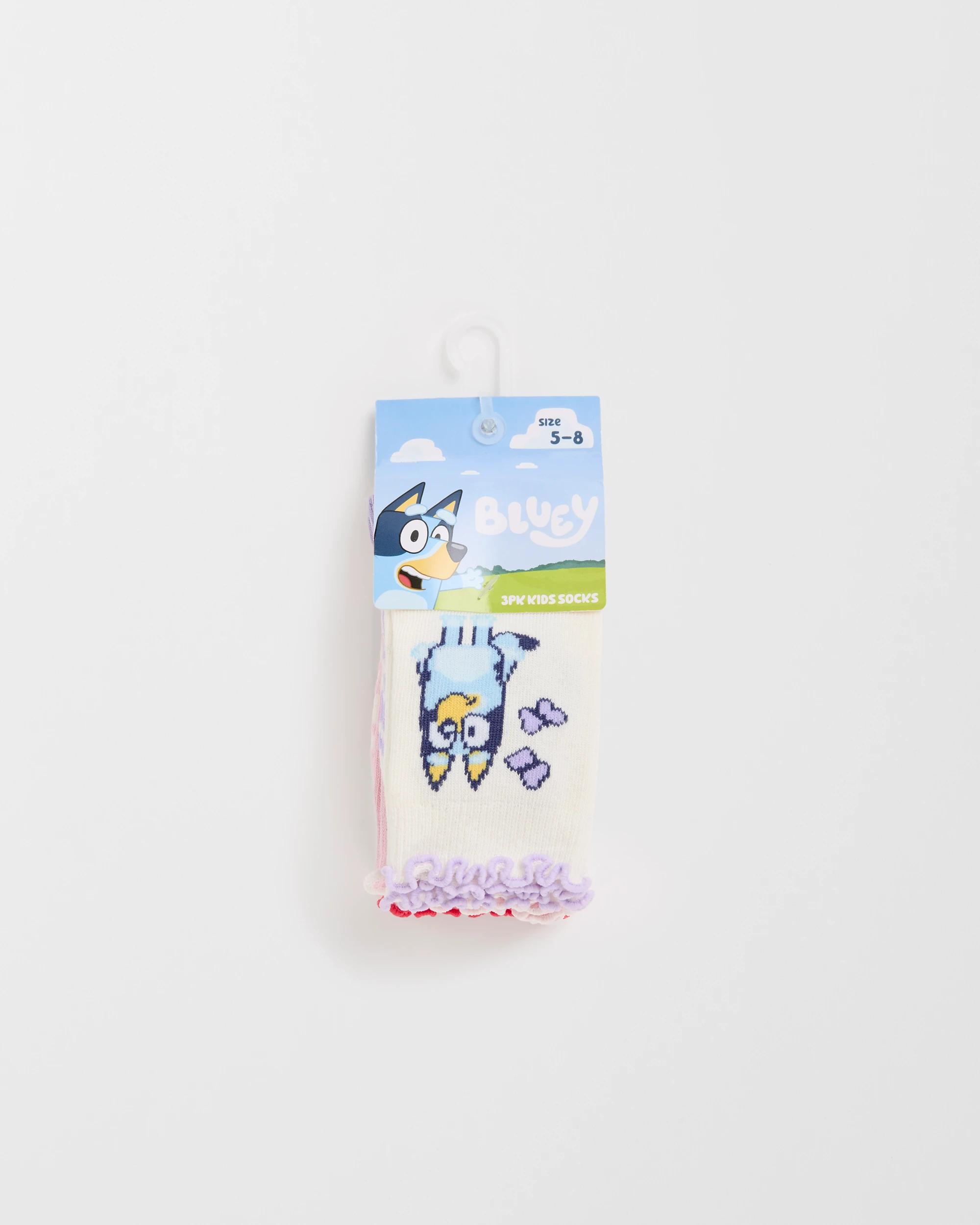 3 Bluey 3 Pack Younger Girls Crew Socks MULTI, 3 of 3