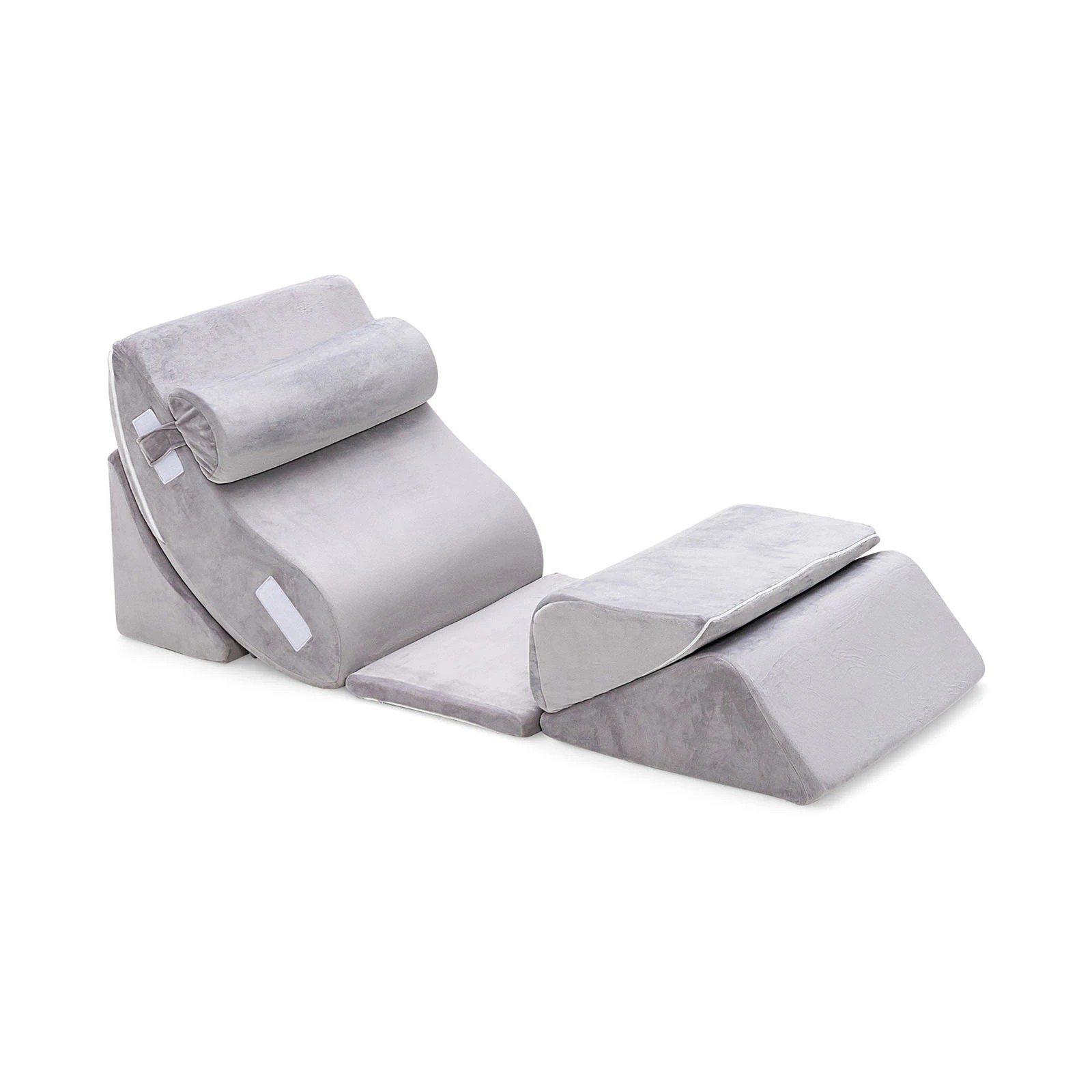 1 Costway 6PCS Bed Wedge Pillow Set Memory Foam Wedge Pillow Adjustable Pillow Set - Grey, 1 of 1