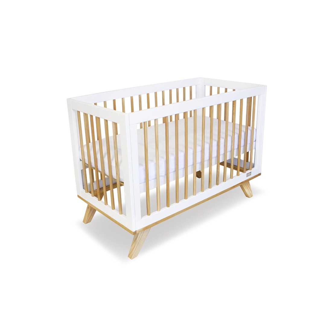 1 Babyhood Aurora Compact Cot - White/Natural, 1 of 6