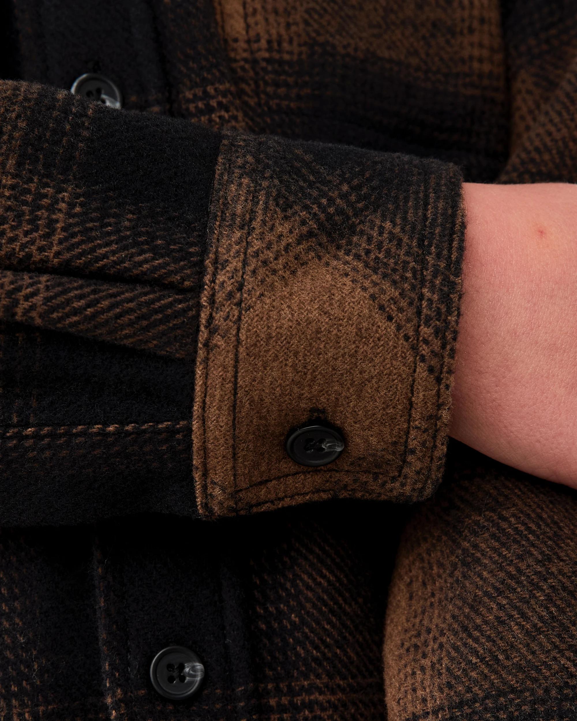 6 Long Sleeve Hooded Check Shirt Fossil Brn, 6 of 7