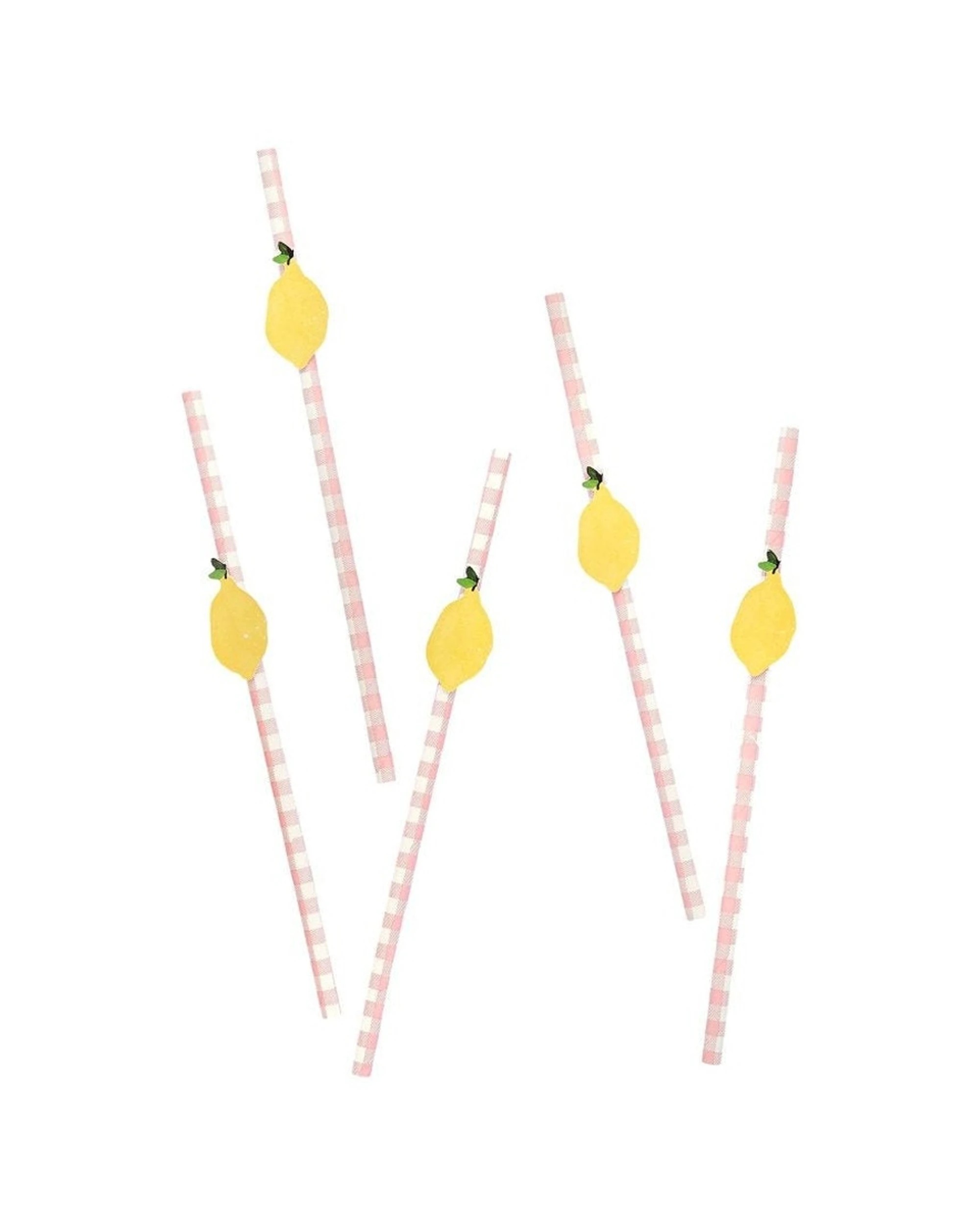 1 Anagram 20pc Summer Picnic Paper Straws Set Kids Birthday Party Tableware Decoration - Yellow, 1 of 1