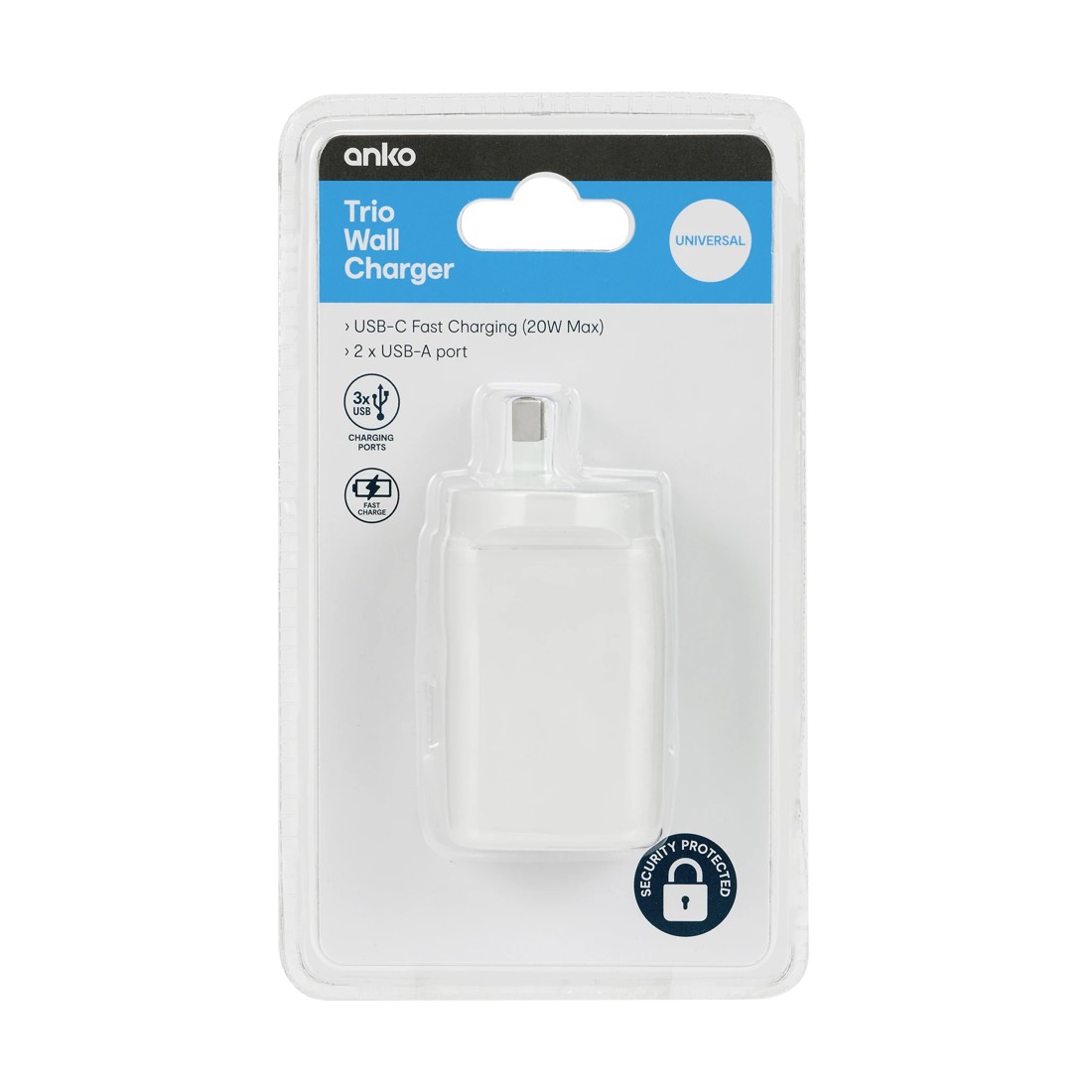 5 Trio Wall Charger - White, 5 of 5