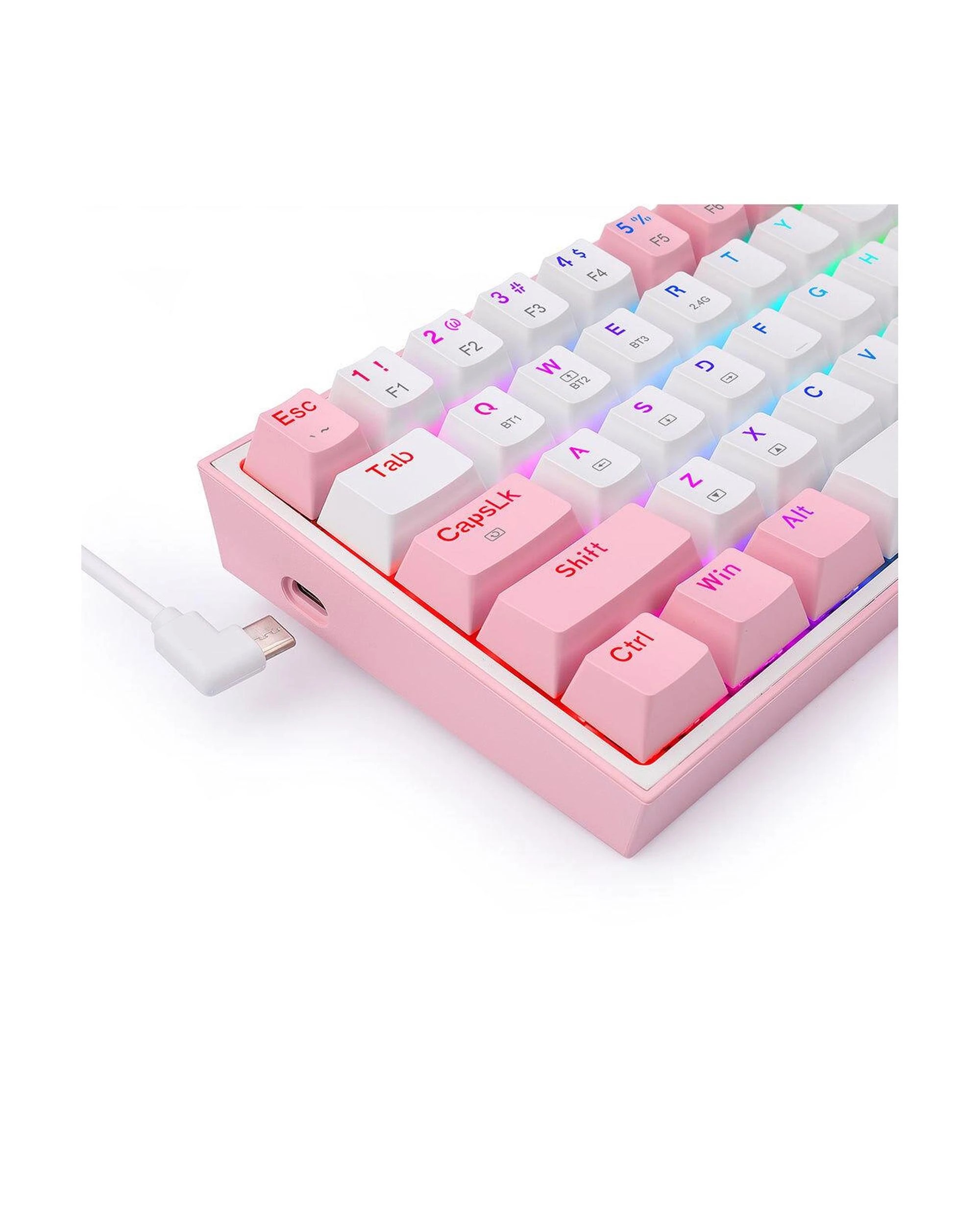 7 Redragon K616 RGB Fizz Pro White Pink 65% TriMode Mechanical Gaming Keyboard, 7 of 9