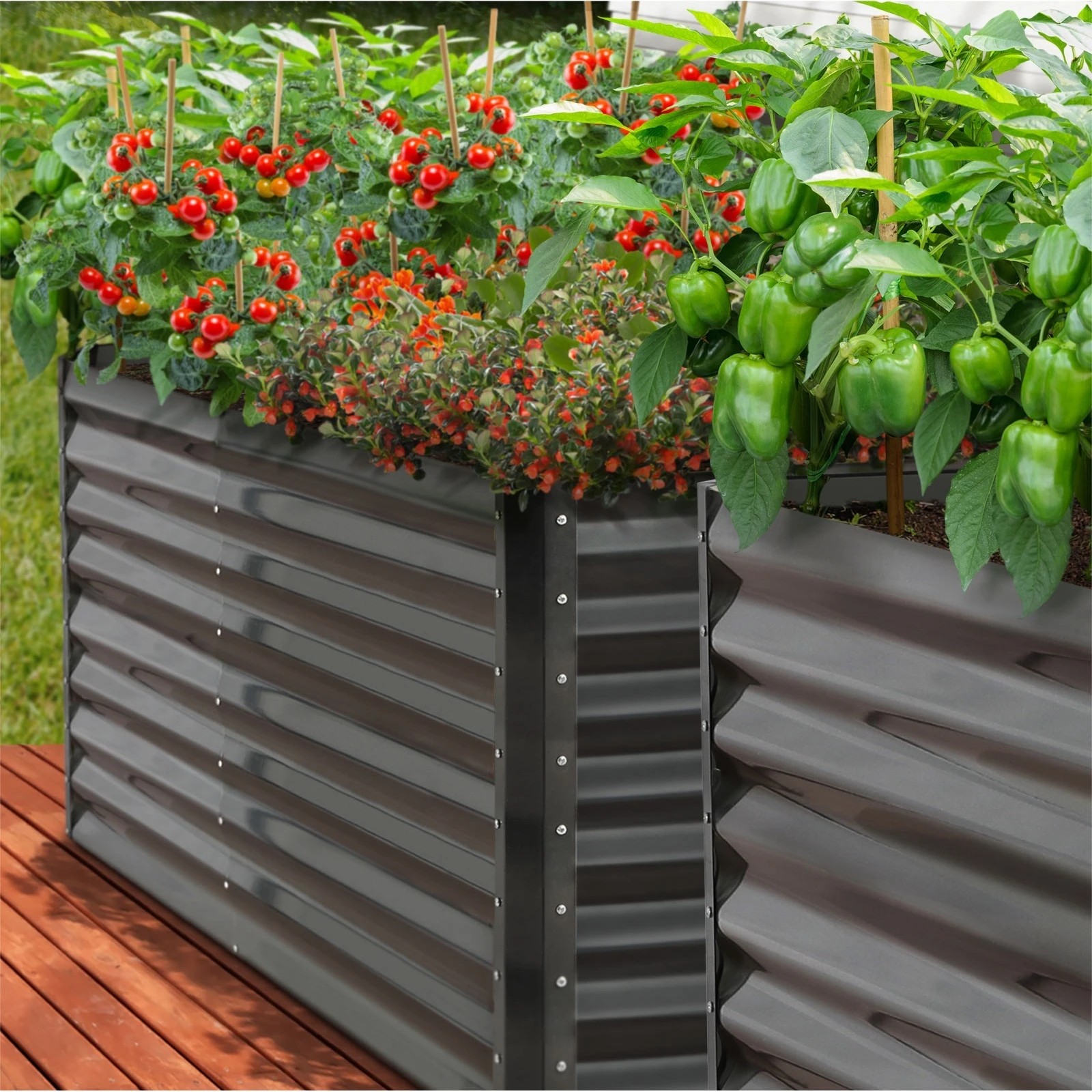 5 Livsip Garden Bed Kits Raised Vegetable Planter Galvanised Steel 240x80x73CM - Grey, 5 of 8