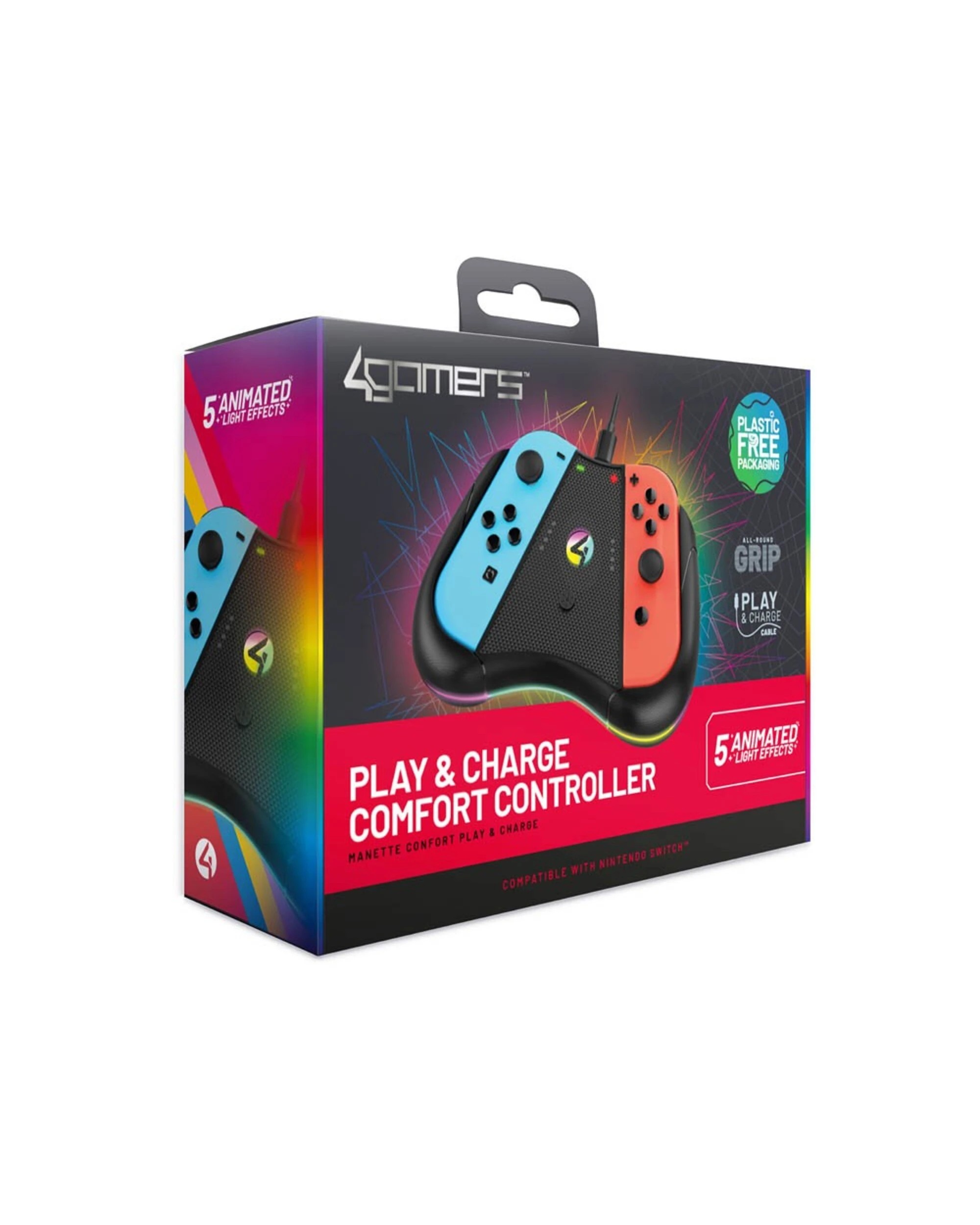 2 4Gamers Nintendo Switch Light Up LED RGB Joy-Con Play & Charge Comfort Controller, 2 of 5