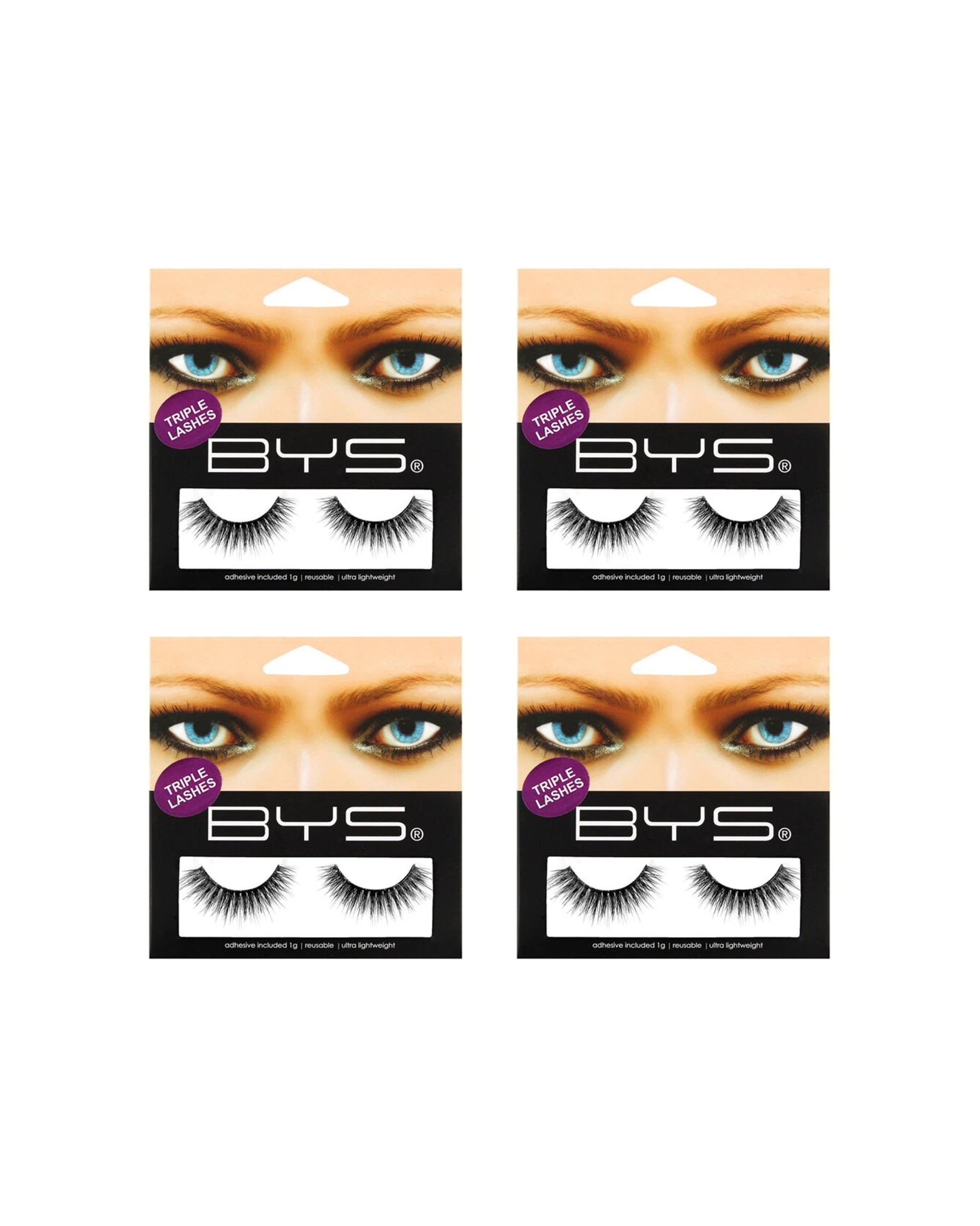 1 BYS Triple Lux Lash Extensions 4PK Set 1g - Black, 1 of 2