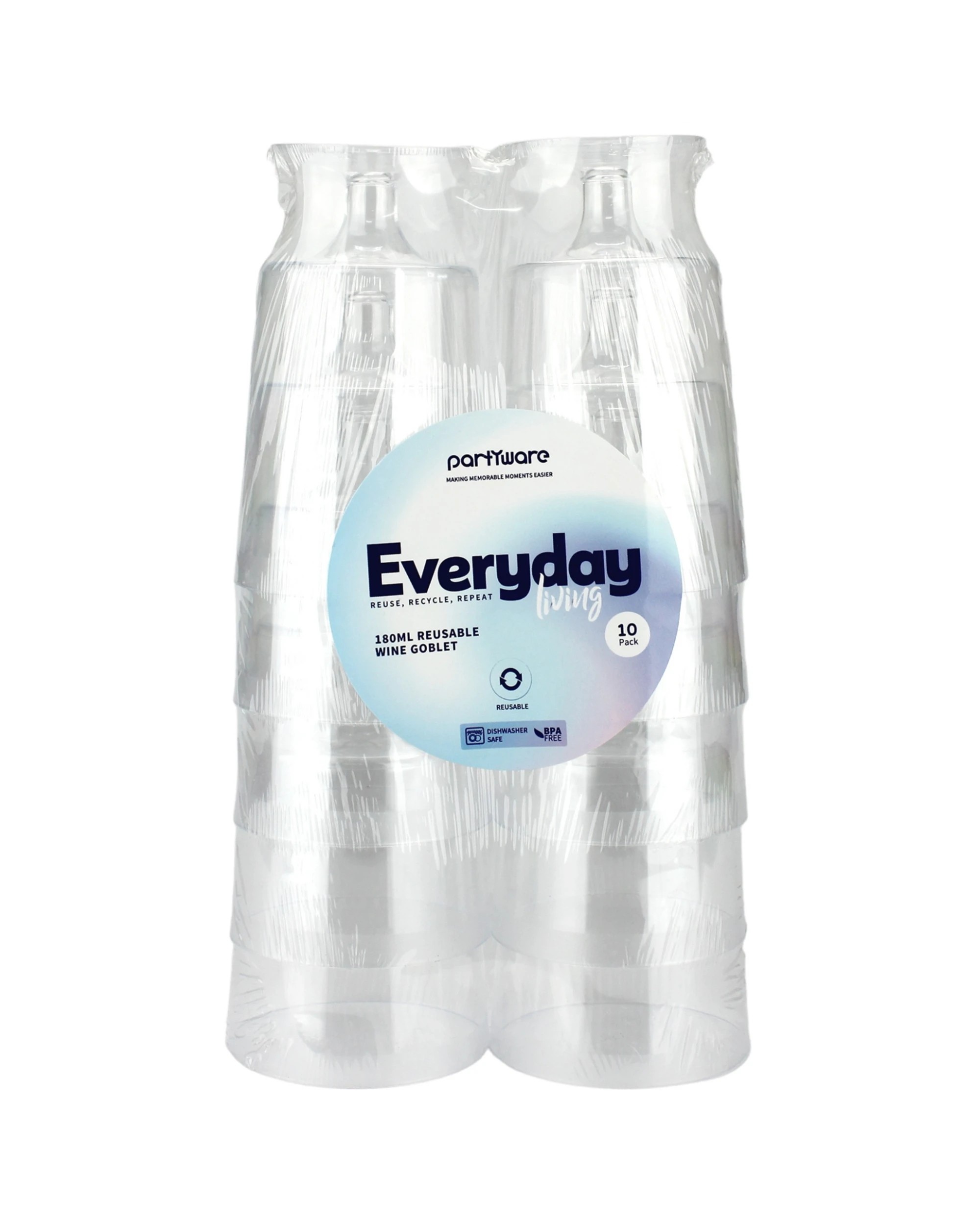 2 Partyware Clear Plastic Reusable Mini Wine Glasses 180ml Pack of 10, 2 of 2