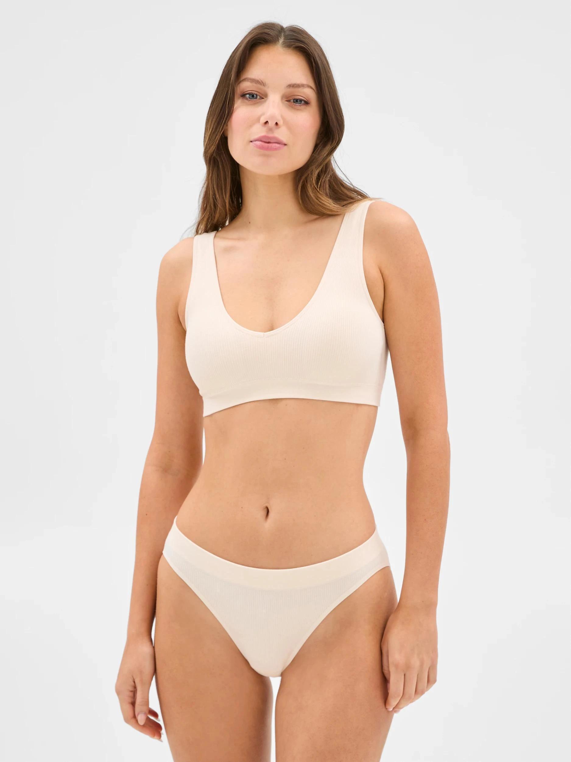 2 Target Woman Womens Bamboo Rib Plunge Crop Top ANGEL WING, 2 of 4