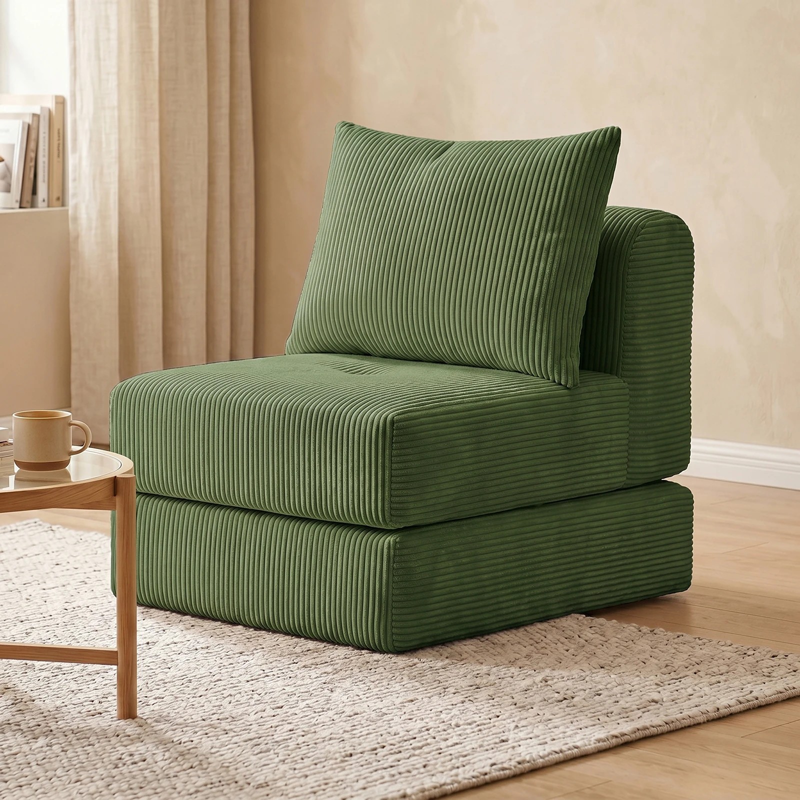 3 Advwin Stackable Sofa Lounger 2-in-1 Convertible Lounger Chair - Green, 3 of 4