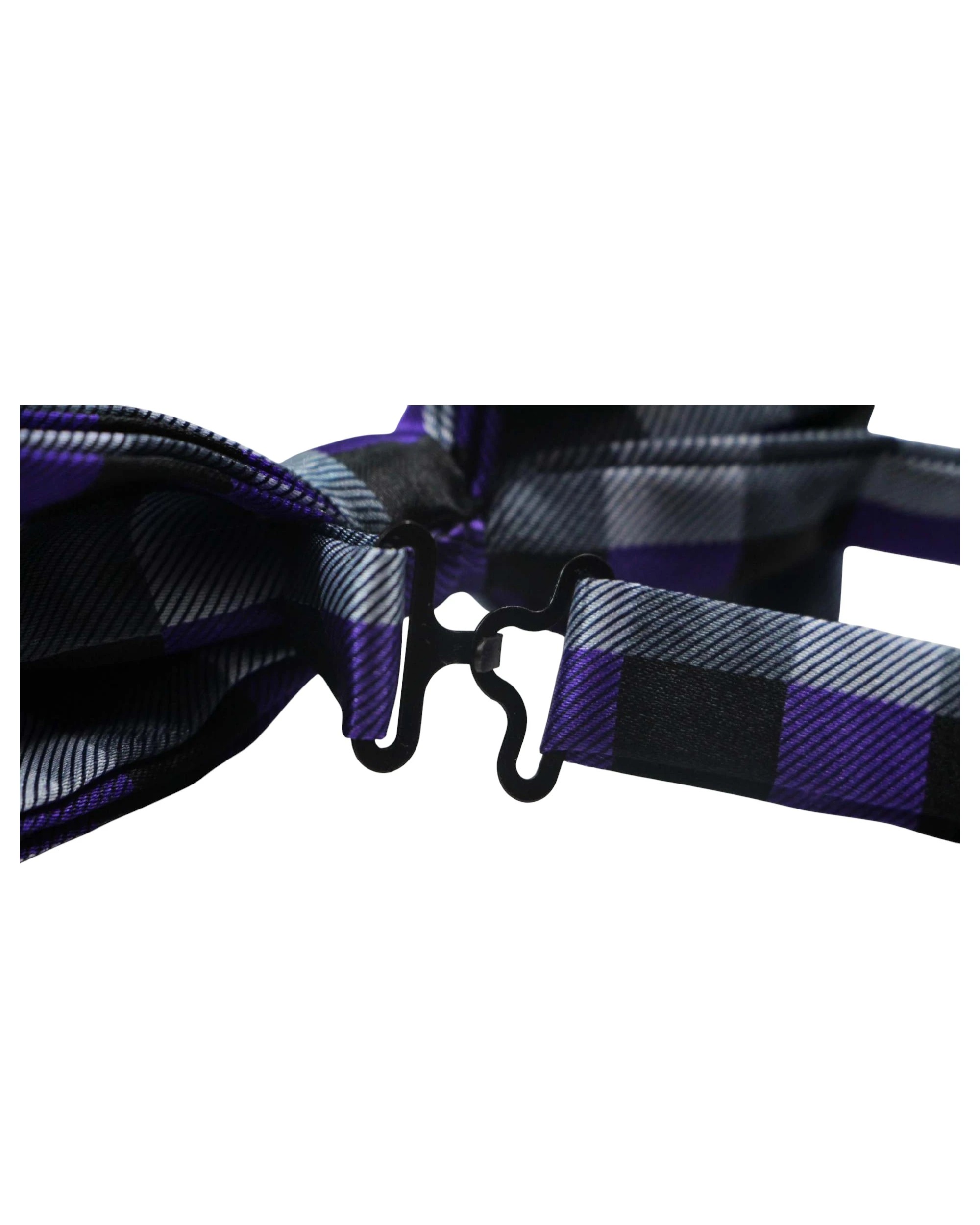 2 Zasel Mens Black, Silver & Purple Square Patterned Bow Tie - Multi, 2 of 5