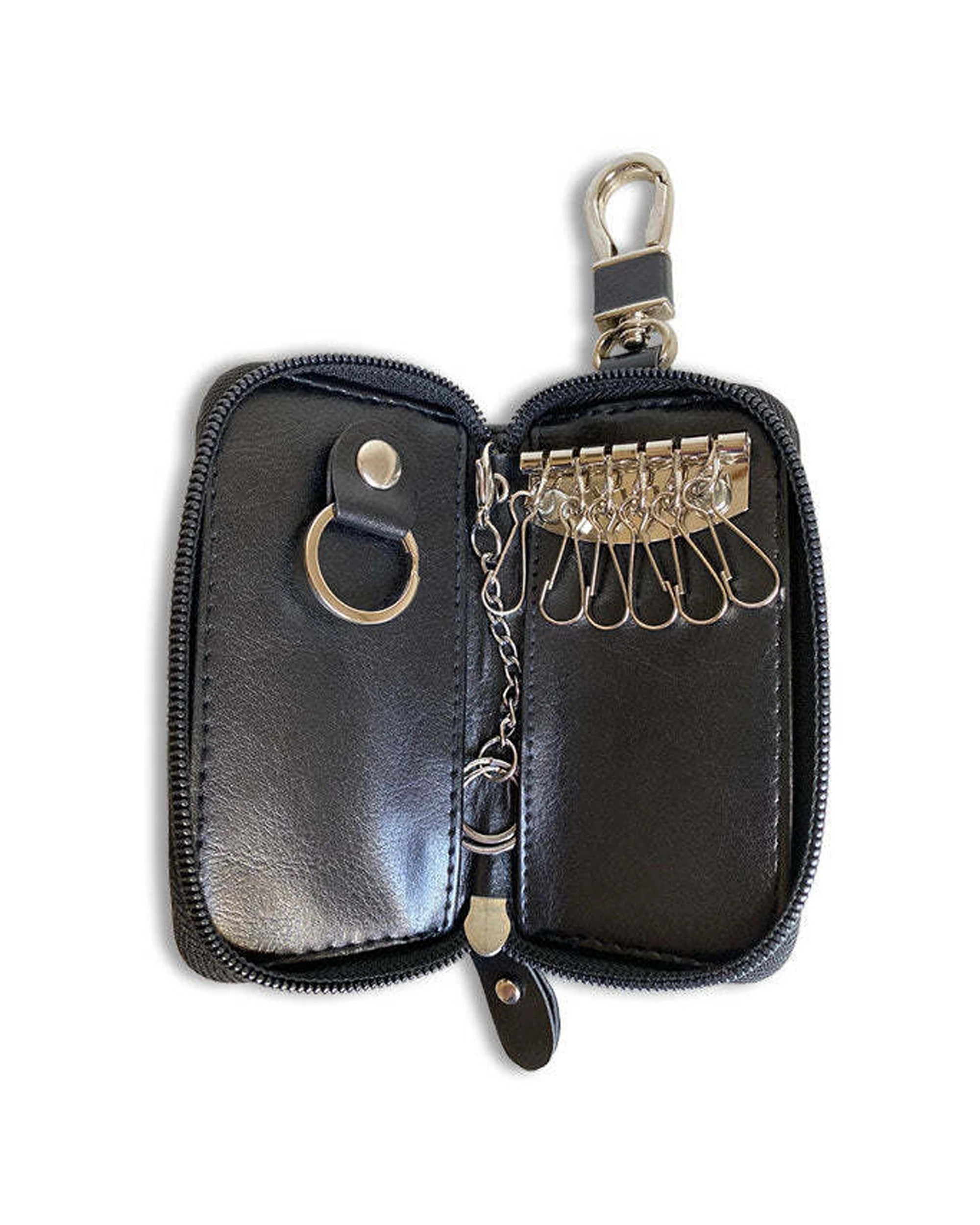 1 Mens Republic Key Ring Holder Faux Leather Embossed Logo Durable Design - Black, 1 of 5