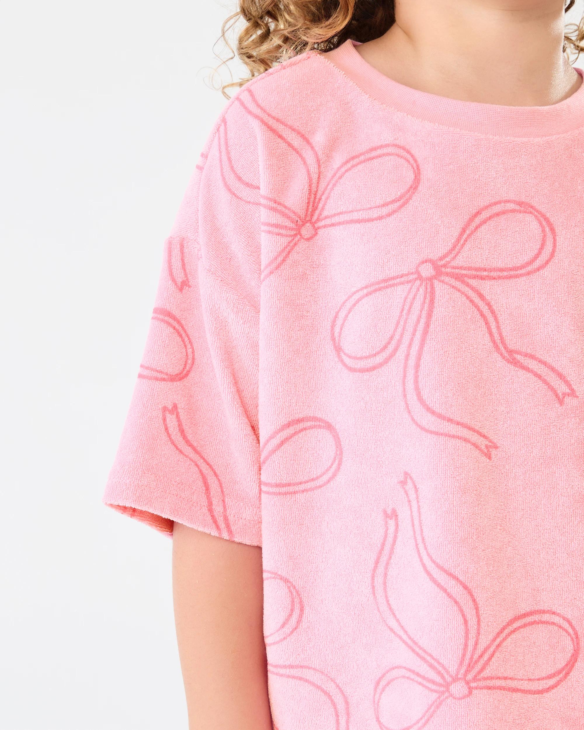 4 Oversized Terry T-shirt Pnk Bow, 4 of 7