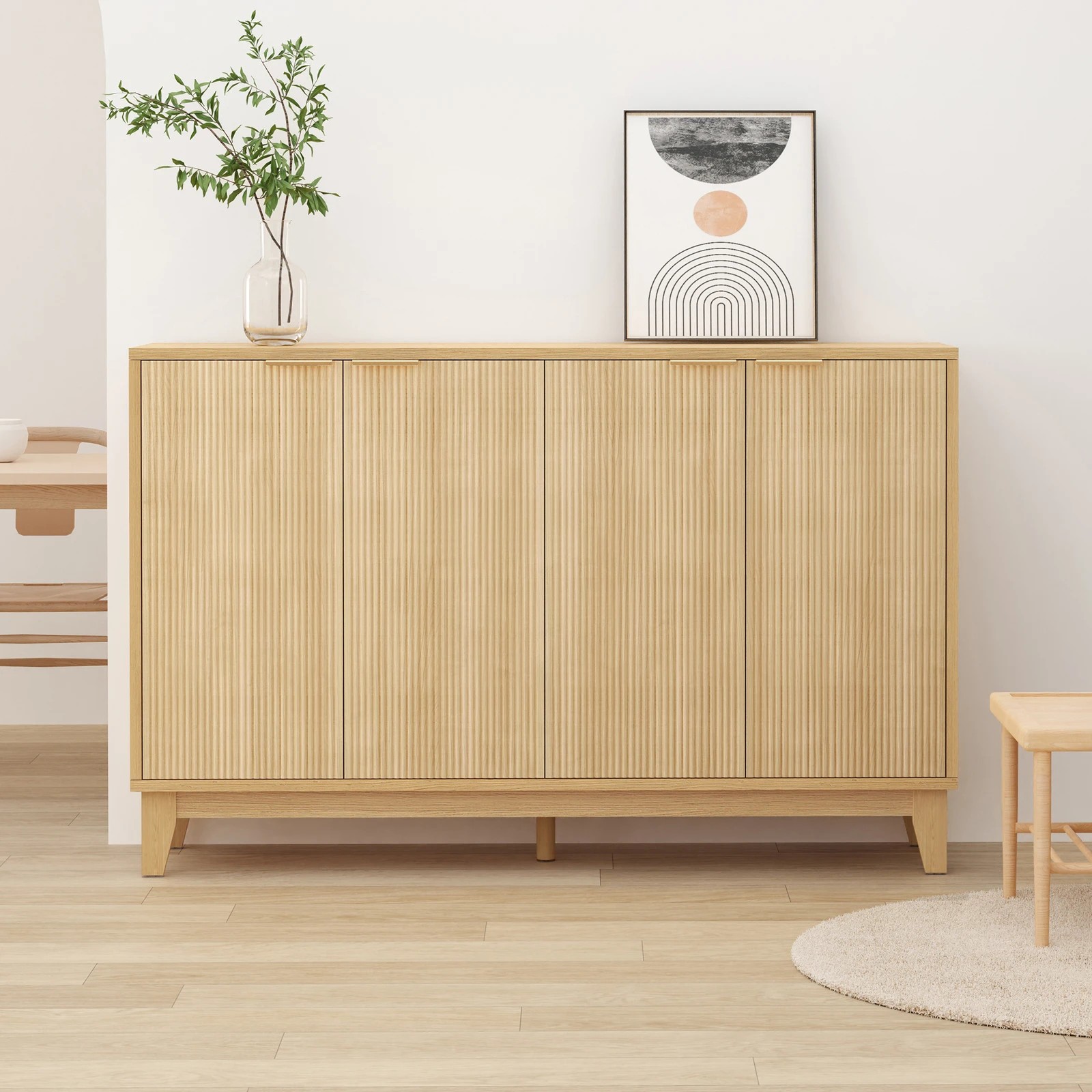 4 Alfordson Buffet Sideboard Cupboard Storage Cabinet Kitchene - Oak, 4 of 10