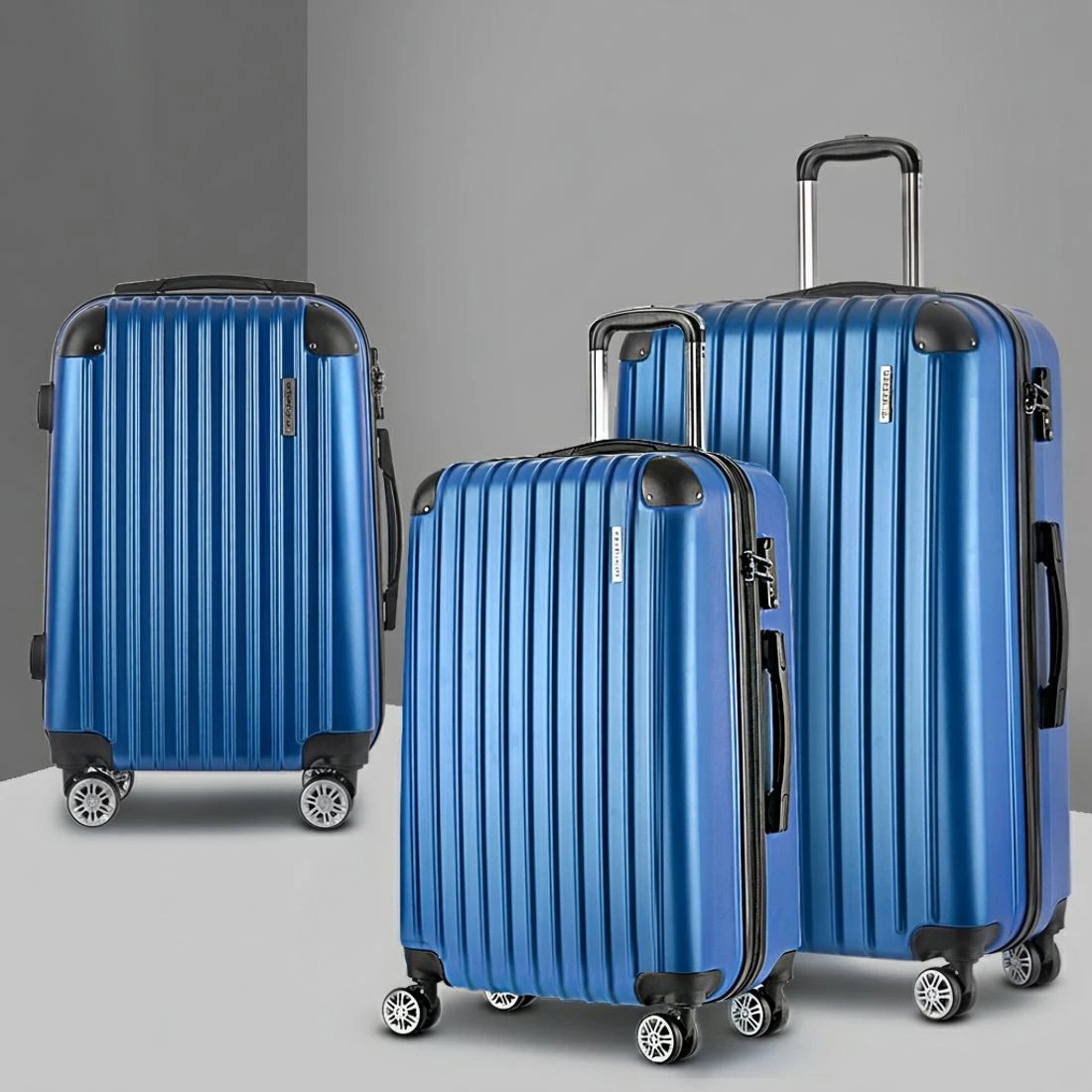 5 Wanderlite 3pcs Luggage Trolley Set Travel Suitcase Hard Case Carry On Bag - Blue, 5 of 5