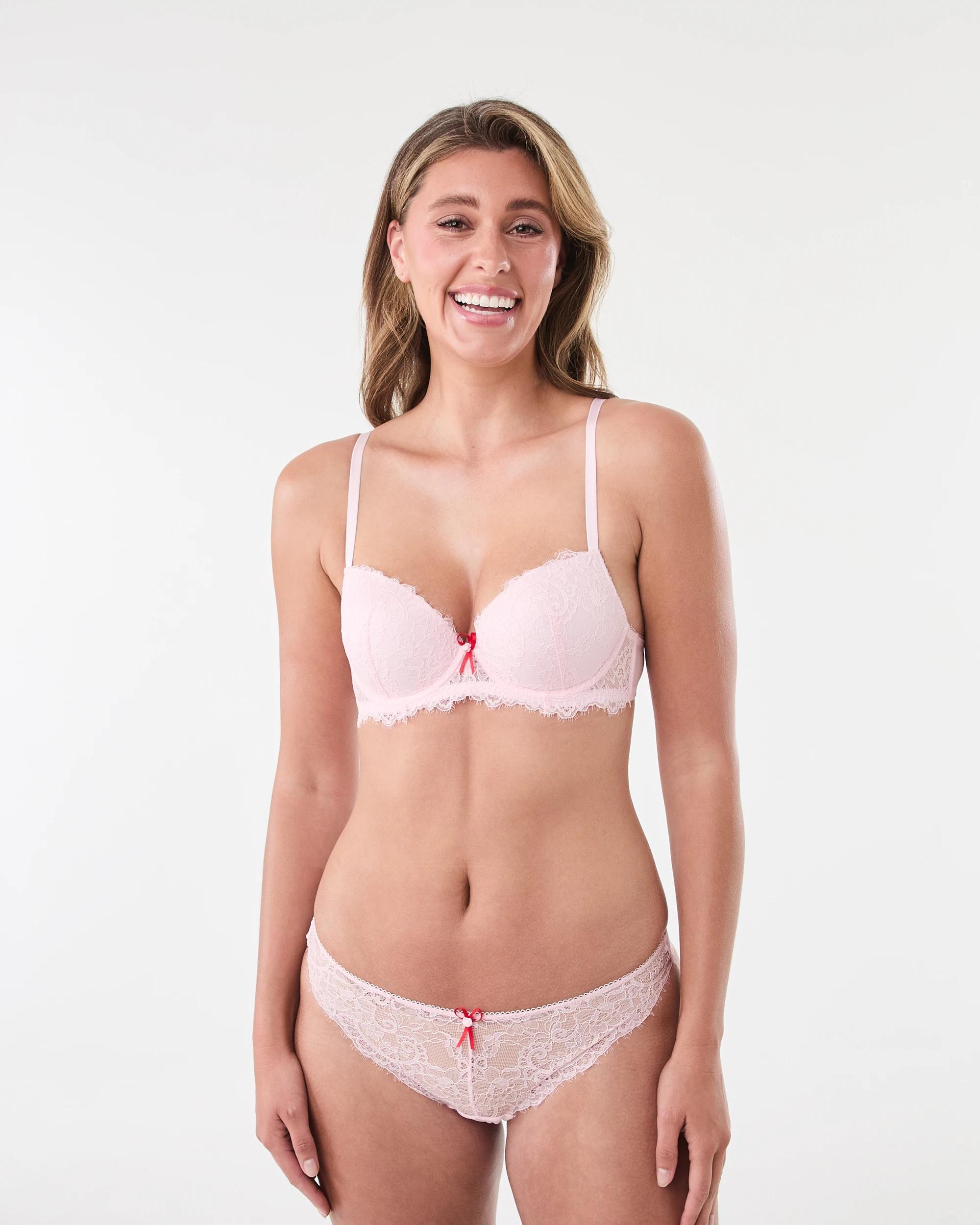 8 Co-ordinated Eyelash Lace Push up Bra Bllet Pink, 8 of 8