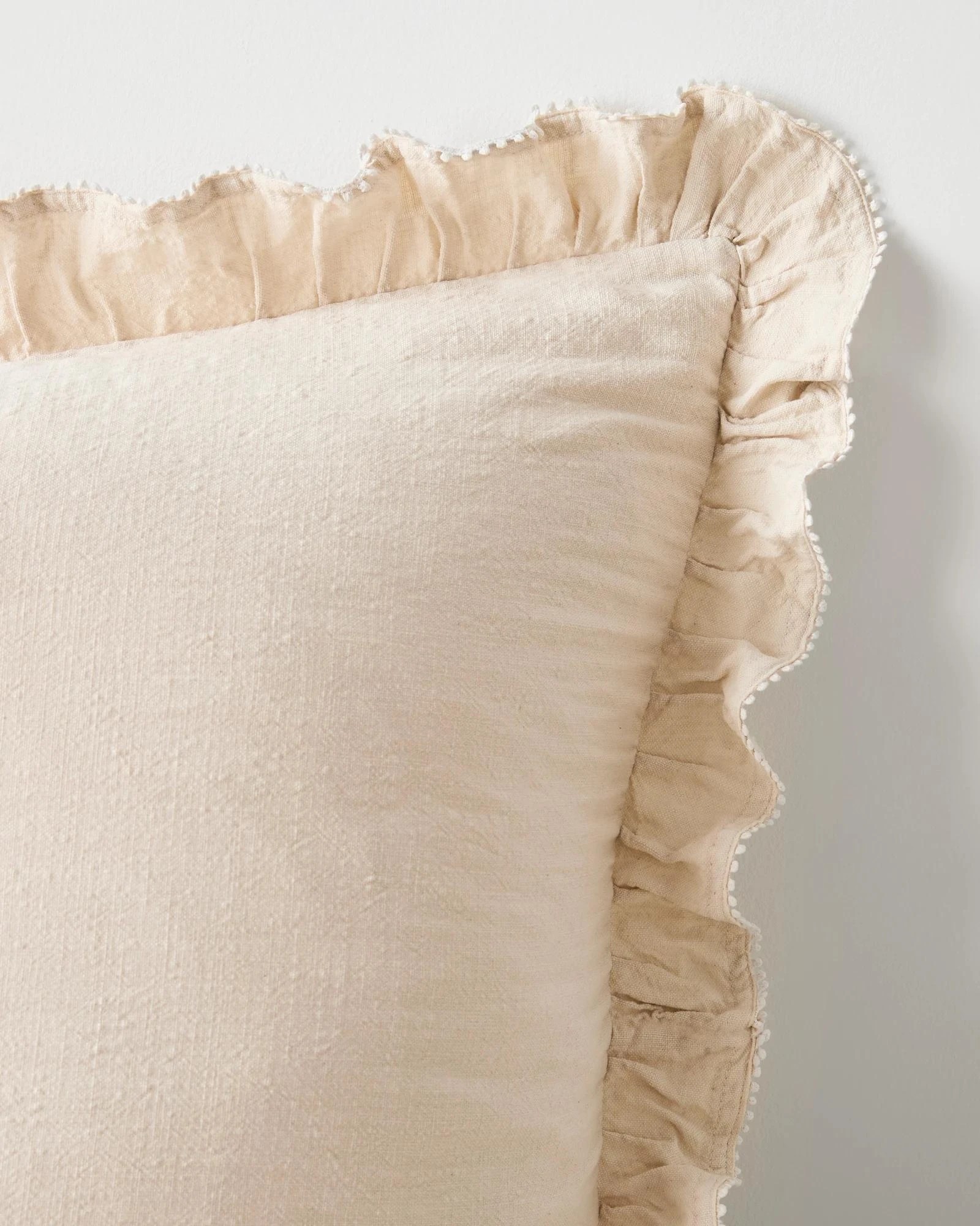 2 Target Kiara Australian Cotton Textured Stonewash Ruffle European Pillowcase - Queen Bed - Natural, 2 of 2
