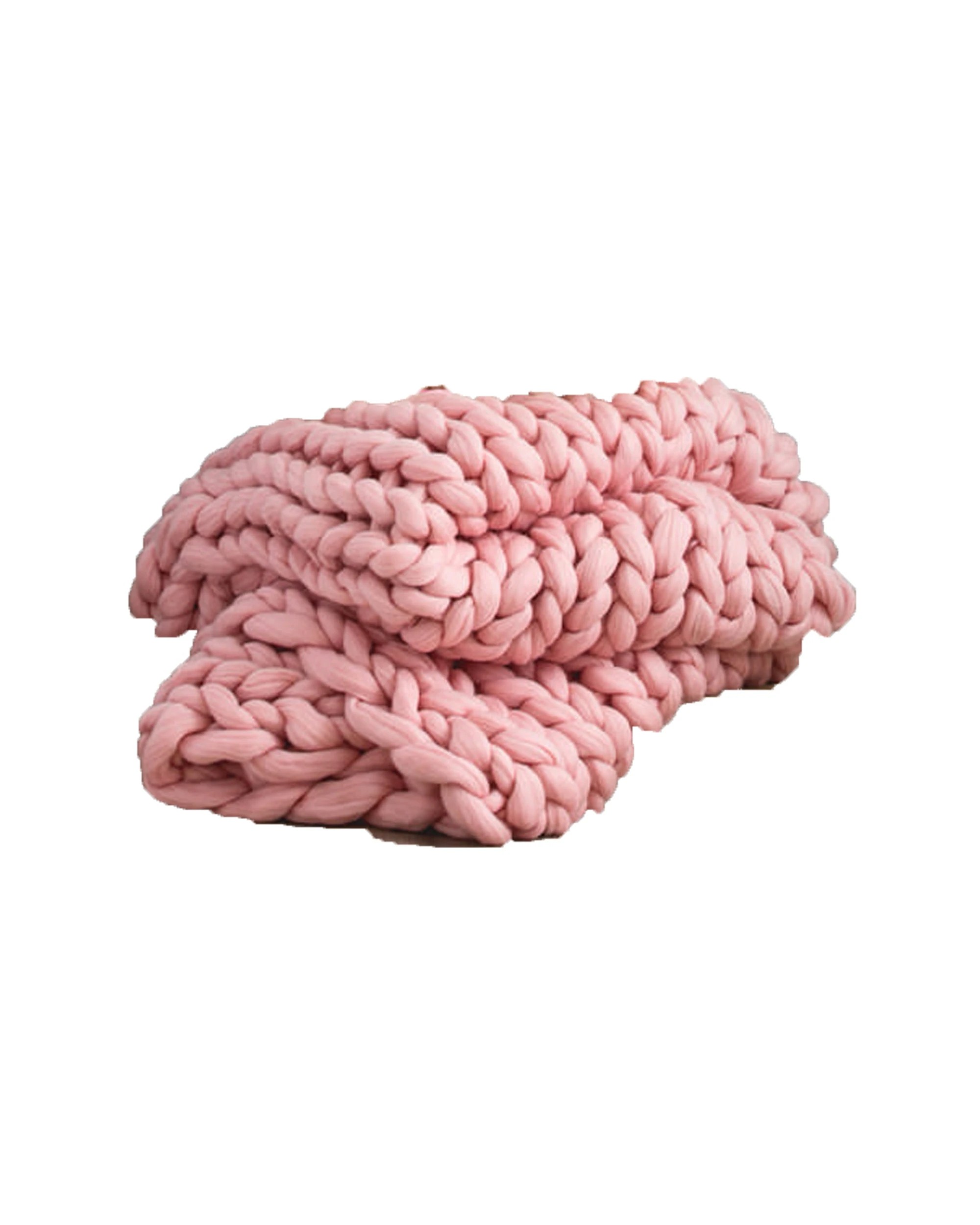 1 Cotton More Hand Knitted Chunky Blanket 120x180cm Coral - Pink, 1 of 3
