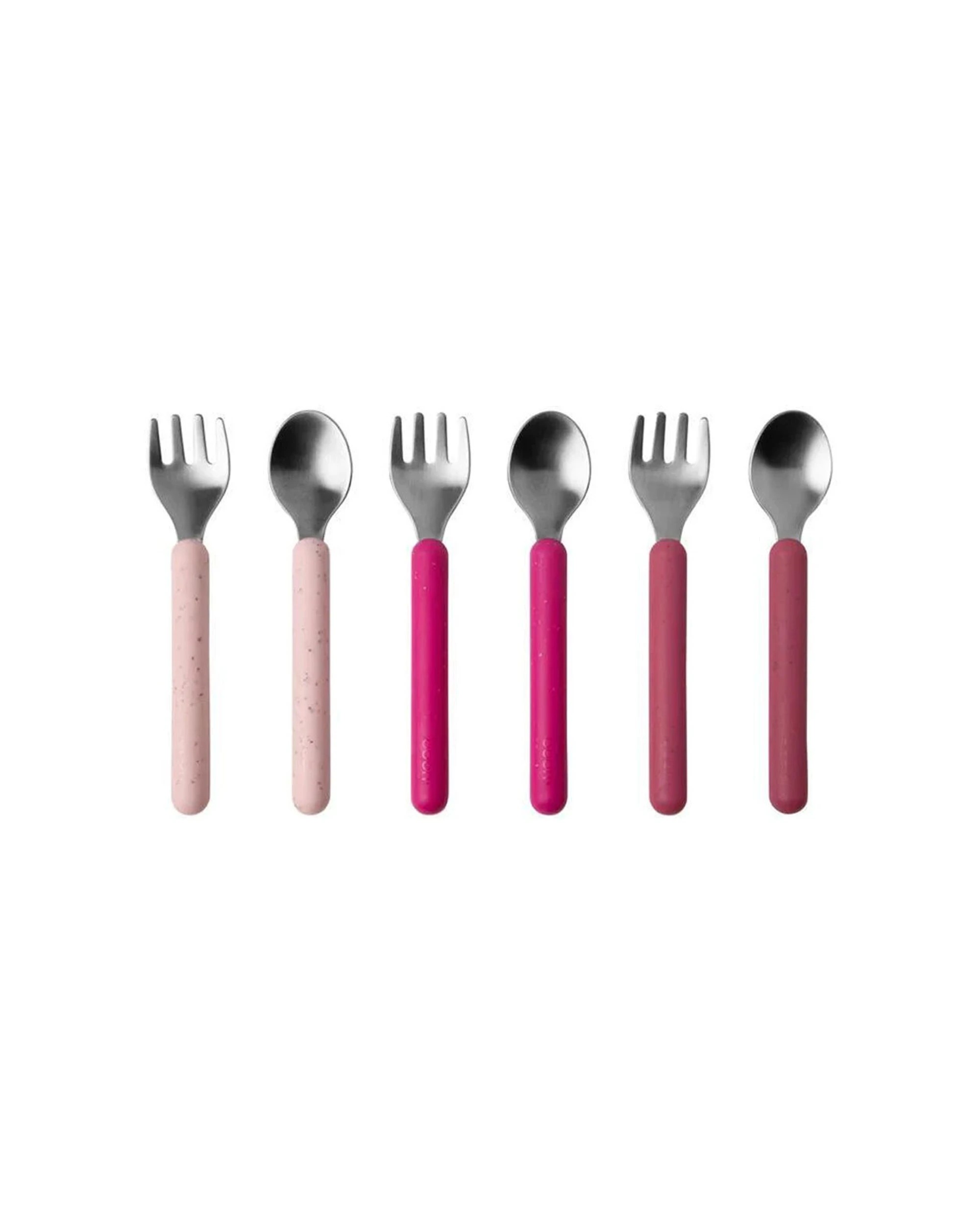 1 Boon 6pc Chow Toddler Stainless Steel Feeding Utensils Magenta Set - Multi, 1 of 5