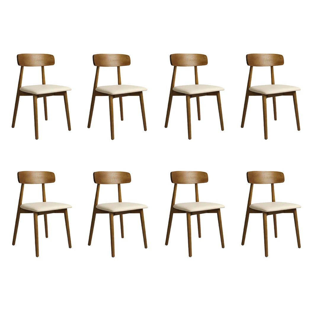 1 Levede 8pcs Dining Chairs Solid Wood in Walnut Colour, 1 of 6