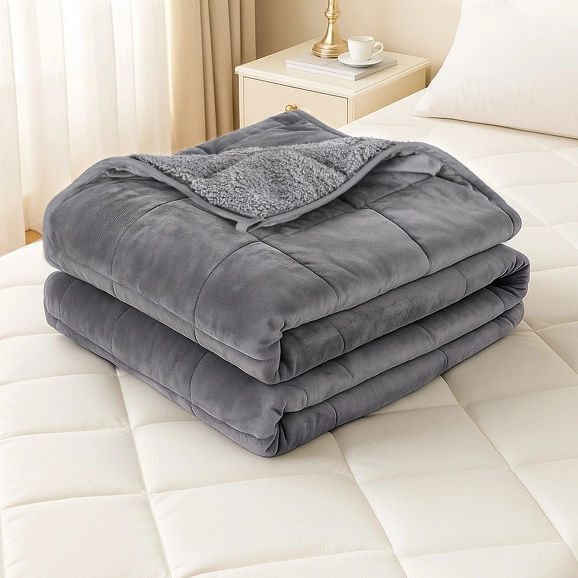 10 Giselle Bedding Weighted Blanket Fleece Sherpa Heavy Blanket 4.5KG - Grey, 10 of 10