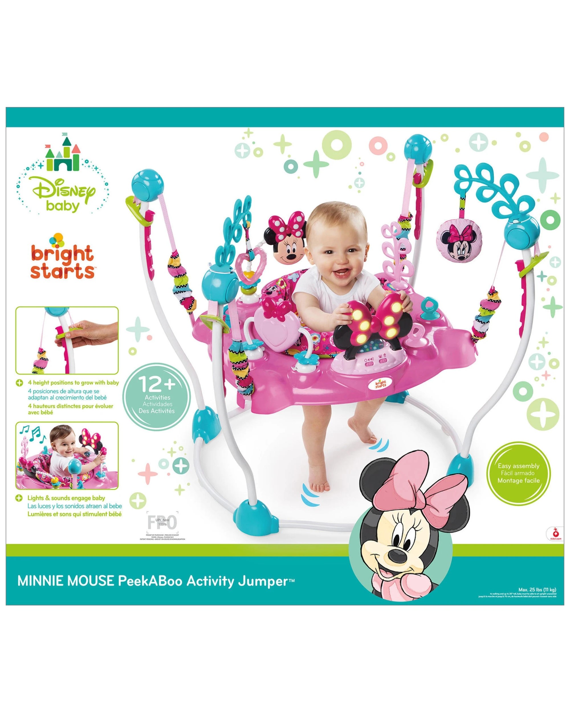 3 Bright Starts Minnie Mouse Baby Jumper Activity Centre Rotating Seat 6 Months - Multi, 3 of 9