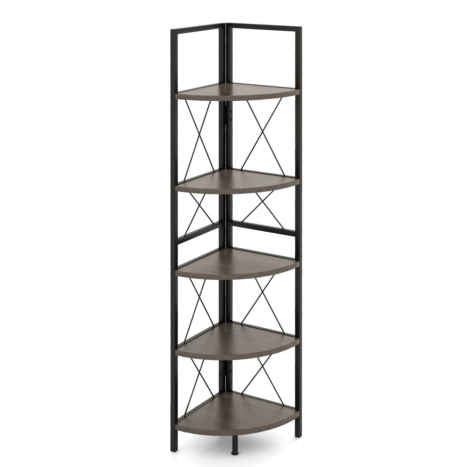 1 Costway 5-Tier Corner Shelf Steel Frame Storage Rack Home Office Display Shelf Plant Stand, 1 of 4