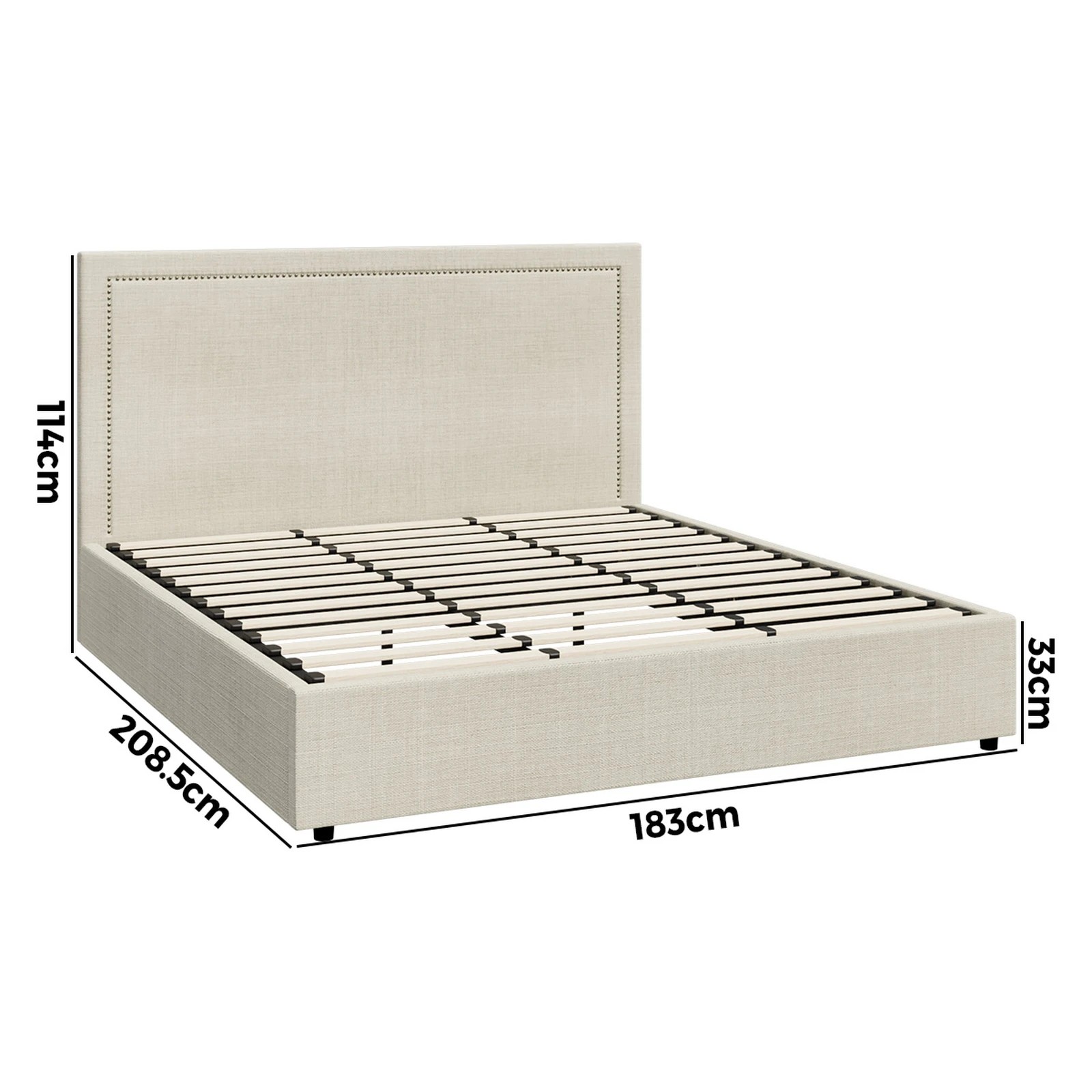 10 Oikiture King Bed Gas Lift Bed Frame
 - Beige, 10 of 10